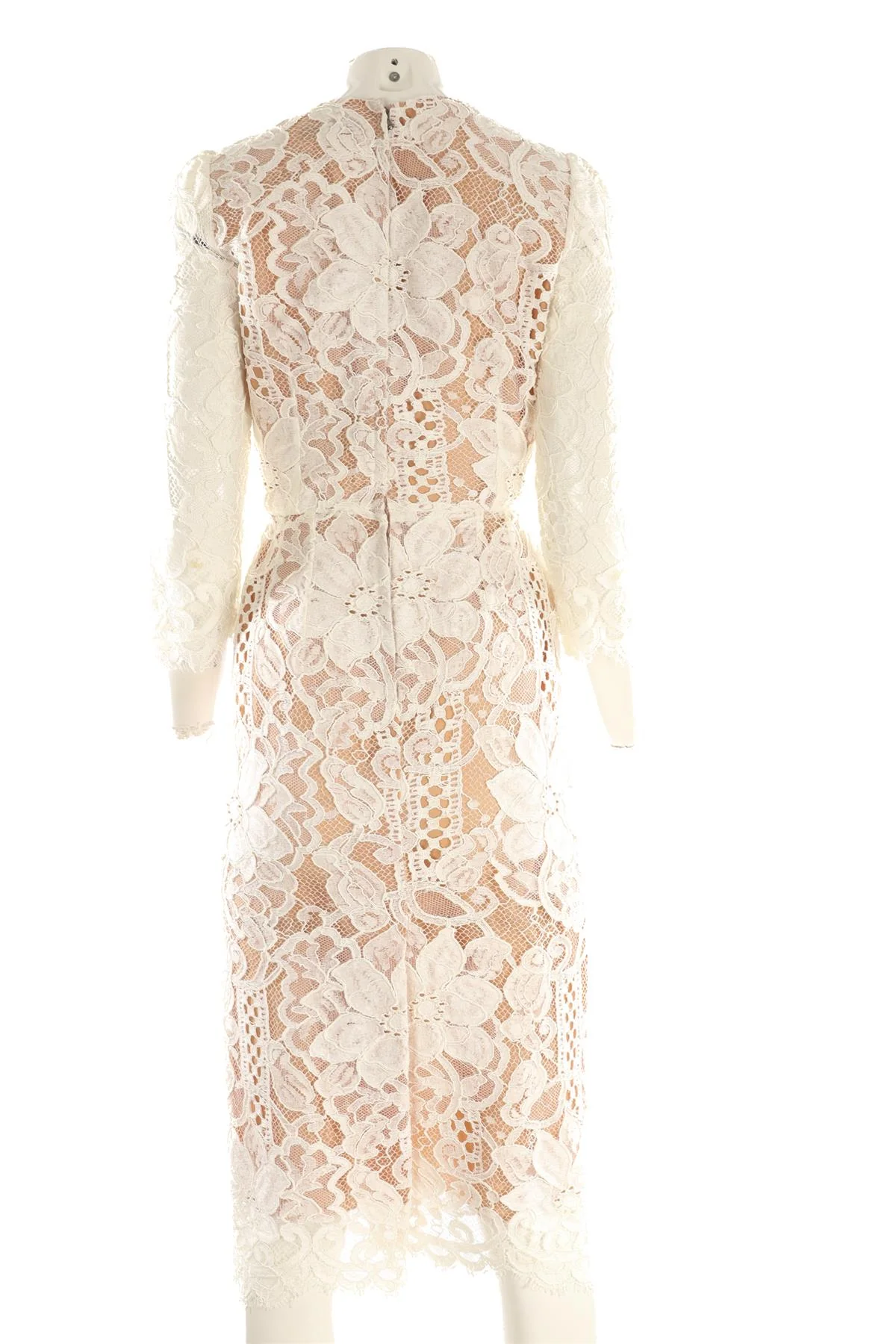 DOLCE & GABBANA WHITE LACE MIDI DRESS IT 42 UK 10 - Image 4