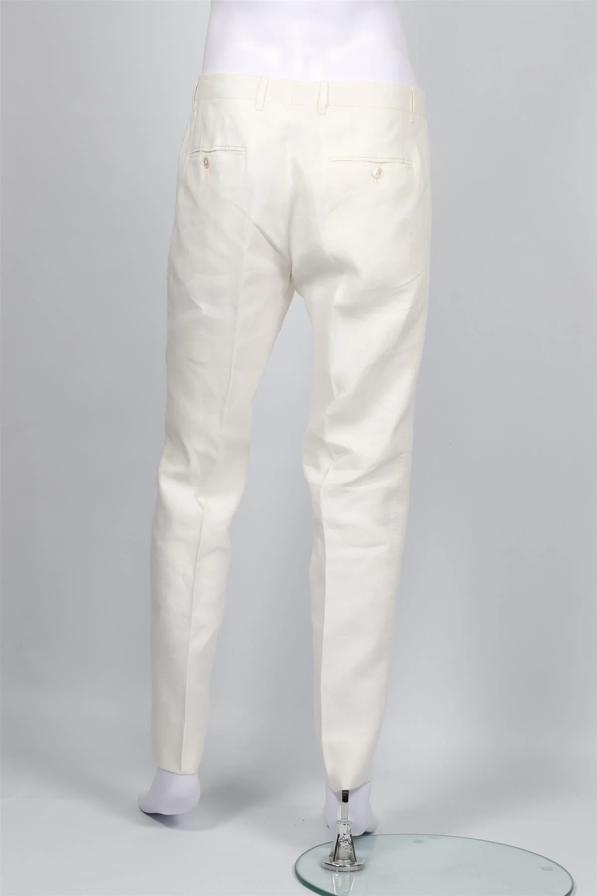 DOLCE & GABBANA WHITE MEN'S LINEN STRAIGHT LEG PANTS IT 48 UK 32 - Image 4