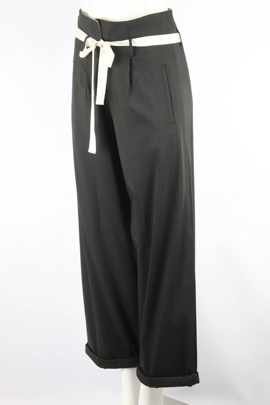 DONNA KARAN STRETCH WIDE LEG PANTS XSMALL - Image 3