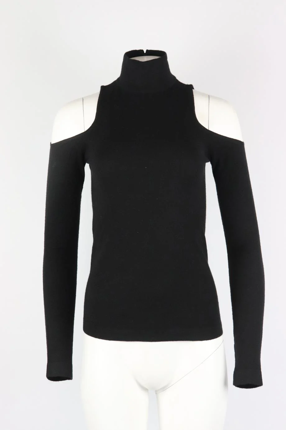 DONNA KAREN COLD SHOULDER CASHMERE TURTLENECK SWEATER XSMALL - Image 2