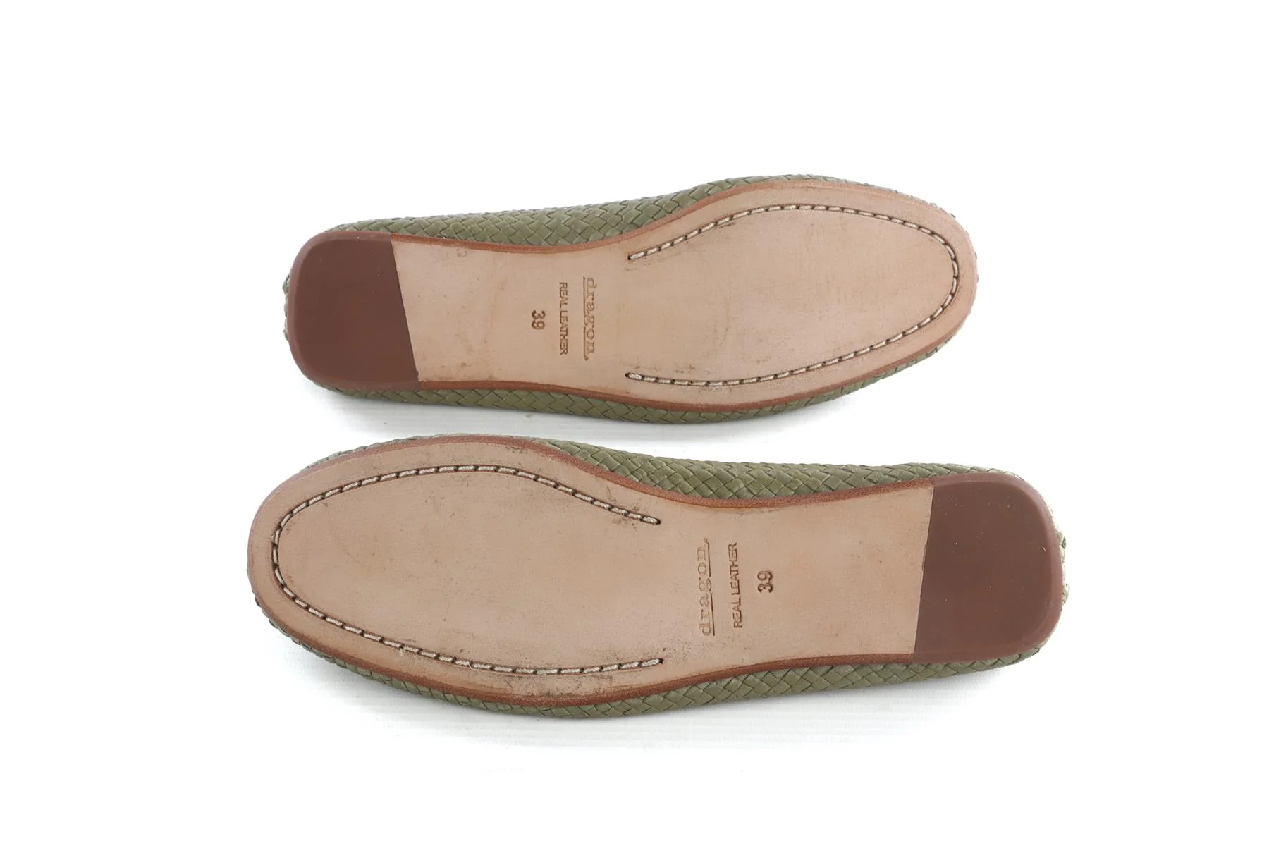 DRAGON DIFFUSION GREEN LEATHER LOAFERS EU 39 UK 6 US 9 - Image 6
