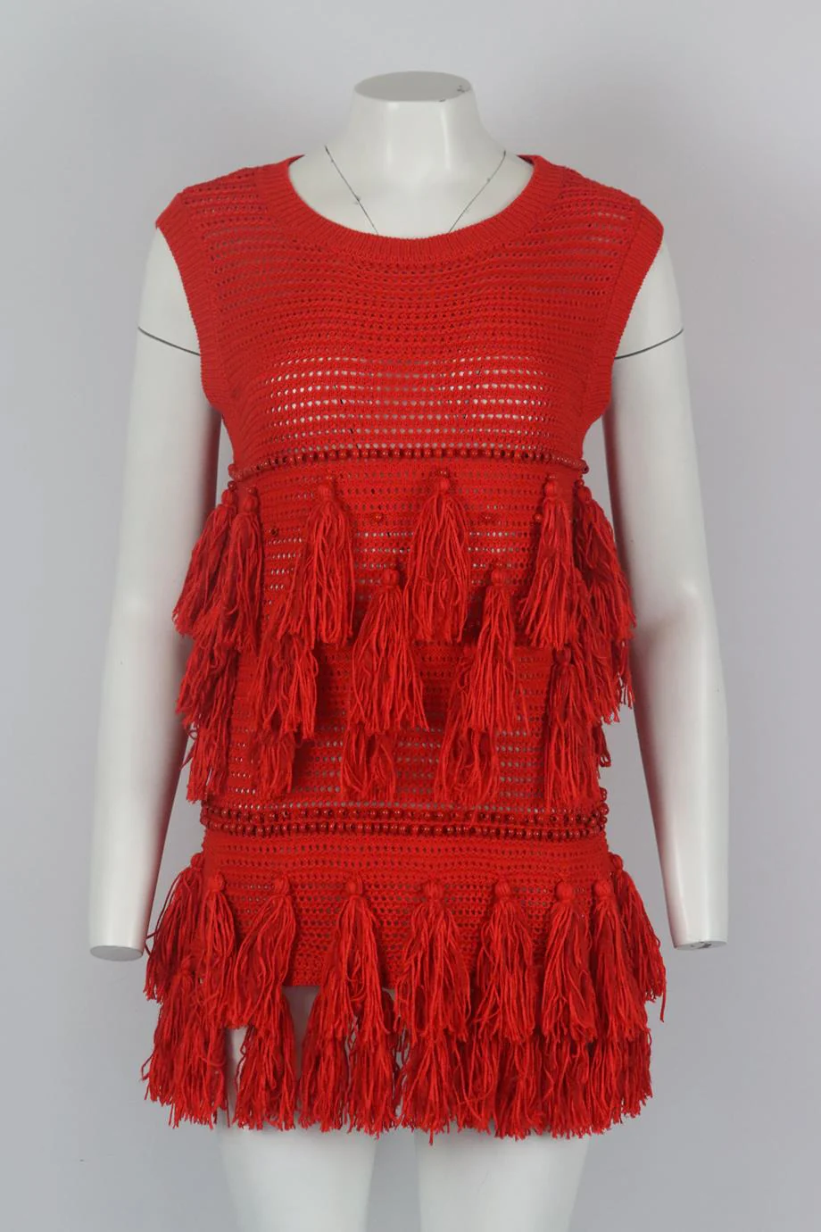 DRIES VAN NOTEN BEADED TASSELLED CROCHET KNIT TOP MEDIUM - Image 2