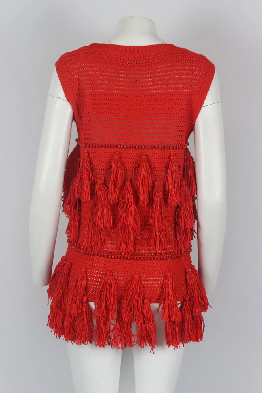 DRIES VAN NOTEN BEADED TASSELLED CROCHET KNIT TOP MEDIUM - Image 4