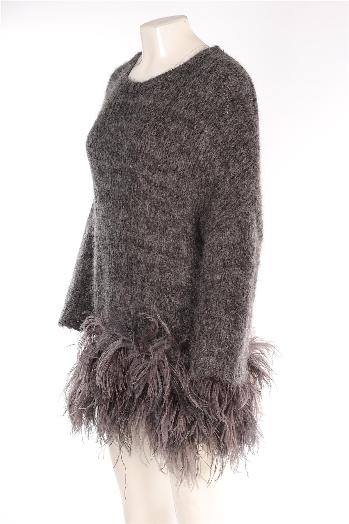DRIES VAN NOTEN GREY ALPACA MINI DRESS SMALL - Image 3