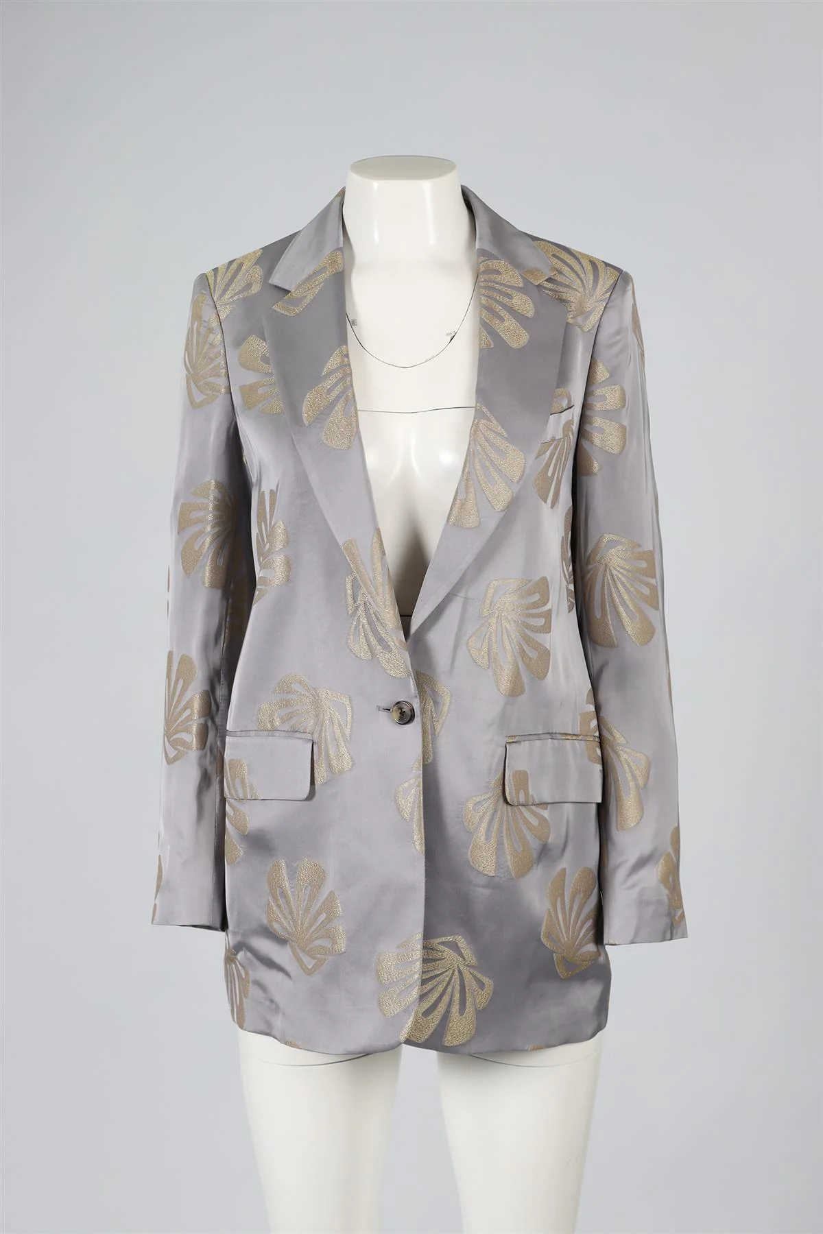 DRIES VAN NOTEN GREY SATIN BLAZER FR 34 UK 6 - Image 2