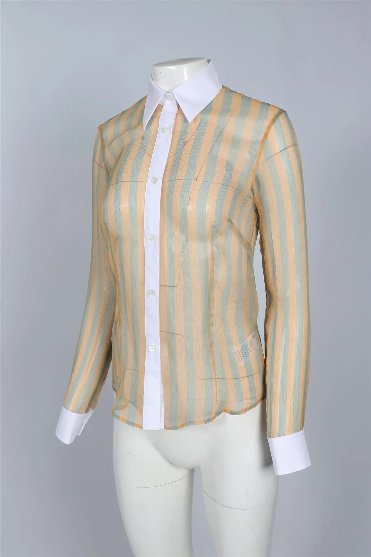 DRIES VAN NOTEN ORANGE SILK SHIRT FR 38 UK 10 - Image 3
