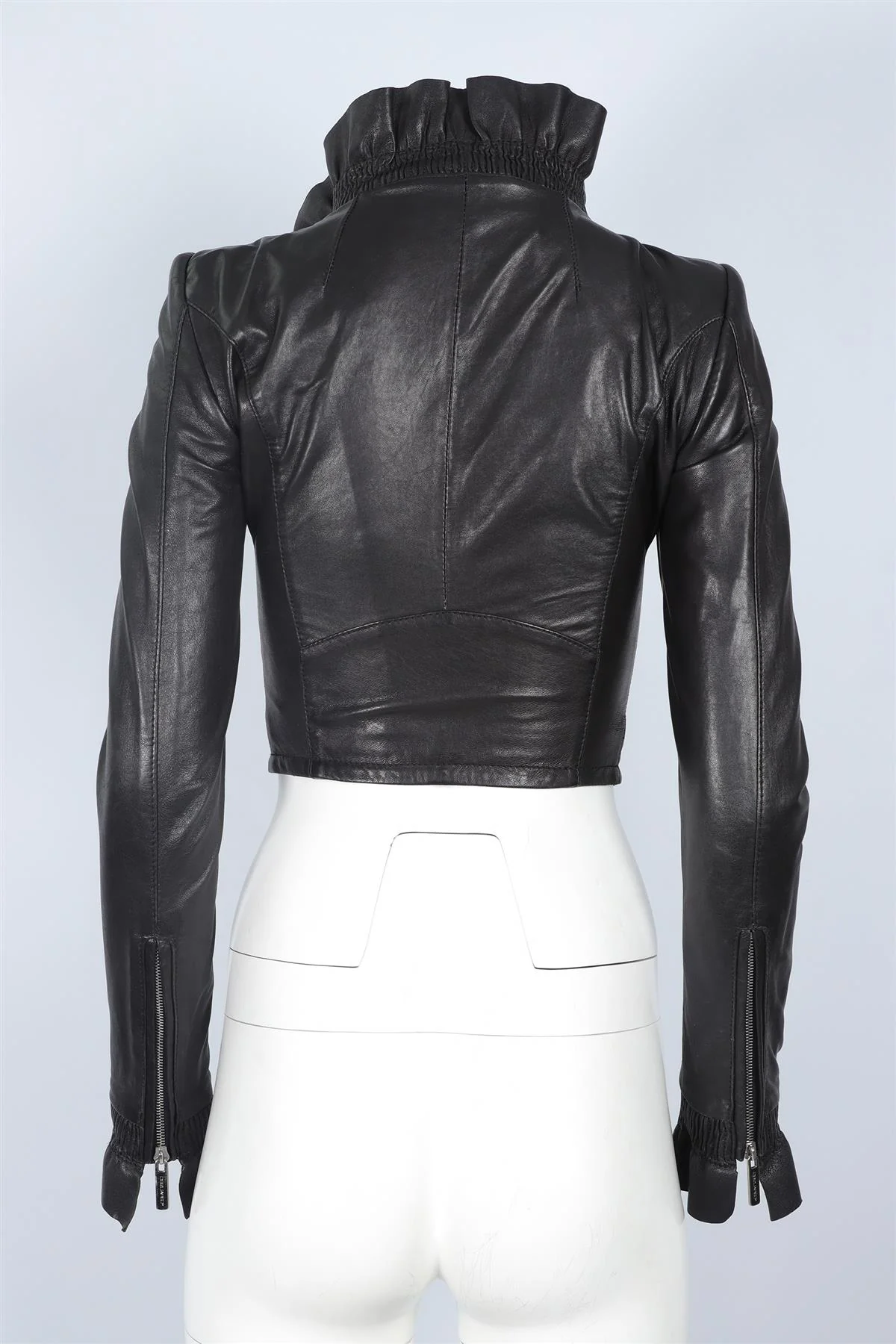 DSQUARED² BLACK LEATHER JACKET IT 38 UK 6 - Image 4