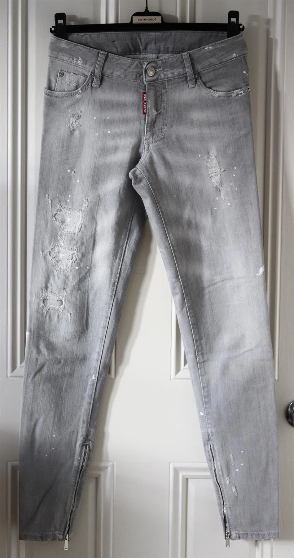 DSQUARED2 DISTRESSED LOW RISE SKINNY JEANS IT 38 UK 6 - Image 2
