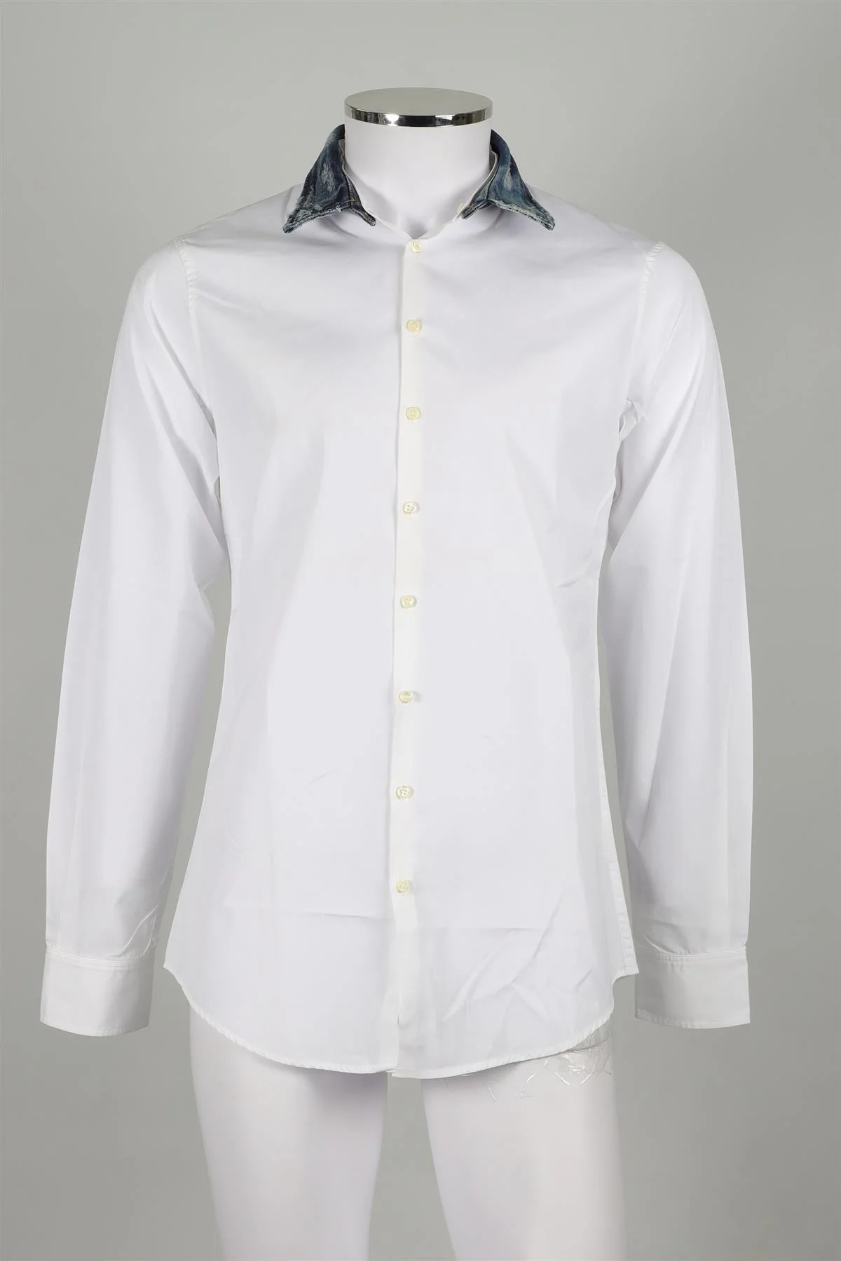 DSQUARED2 WHITE DENIM COLLAR MEN'S COTTON SHIRT IT 50 UK 40 - Image 2