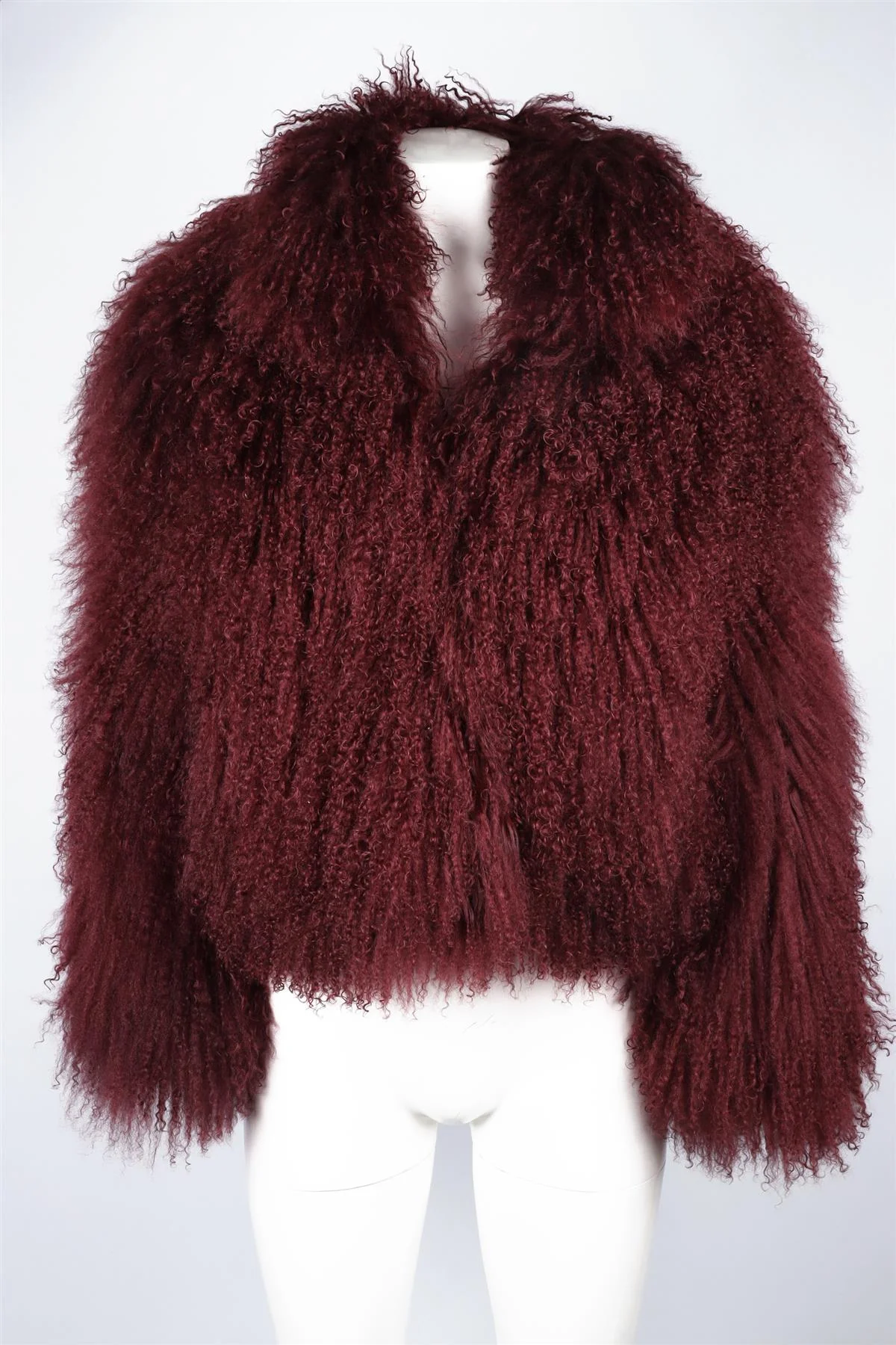 DUCIE BURGUNDY SHEARLING JACKET SMALL - Image 3