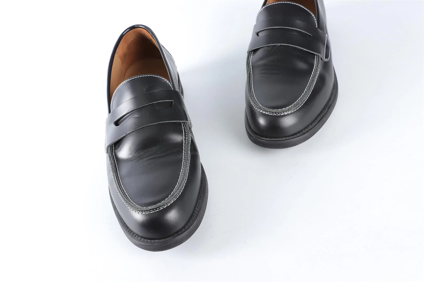 DUKE + DEXTER BLACK MEN'S LEATHER LOAFERS UK 9 EU 43 US 10 - Image 4
