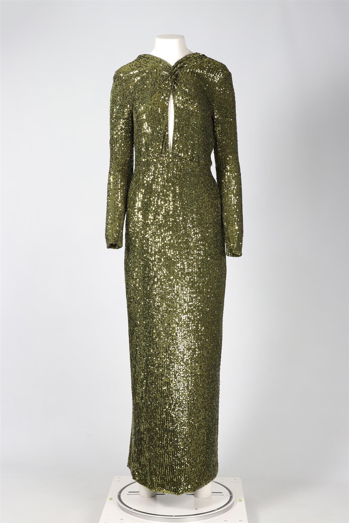DUNDAS GREEN SEQUIN MAXI DRESS IT 38 UK 6 - Image 2