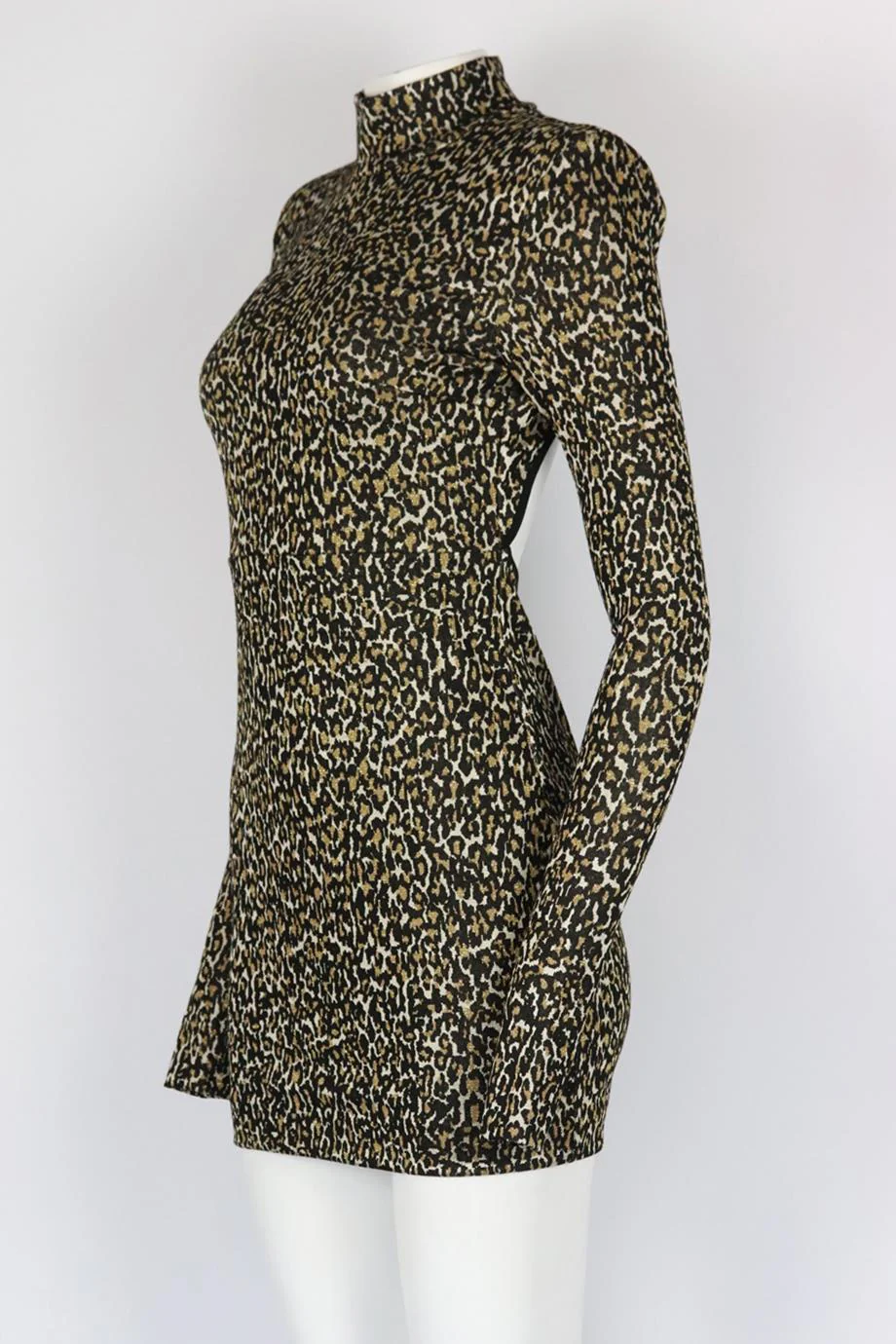 DUNDAS + REVOLVE OPEN BACK LEOPARD JACQUARD STRETCH MINI DRESS SMALL - Image 3