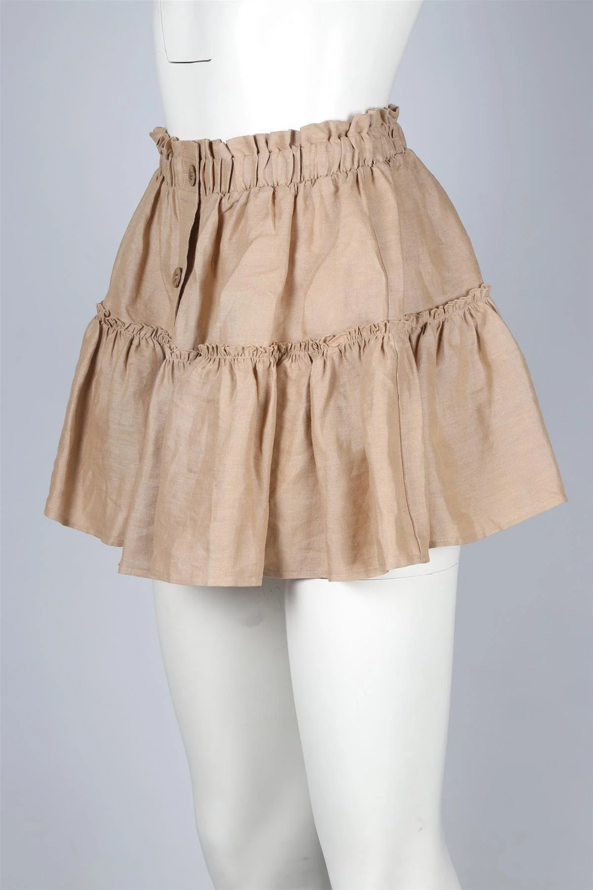 EBERJEY BEIGE LINEN MINI SKIRT SMALL - Image 3