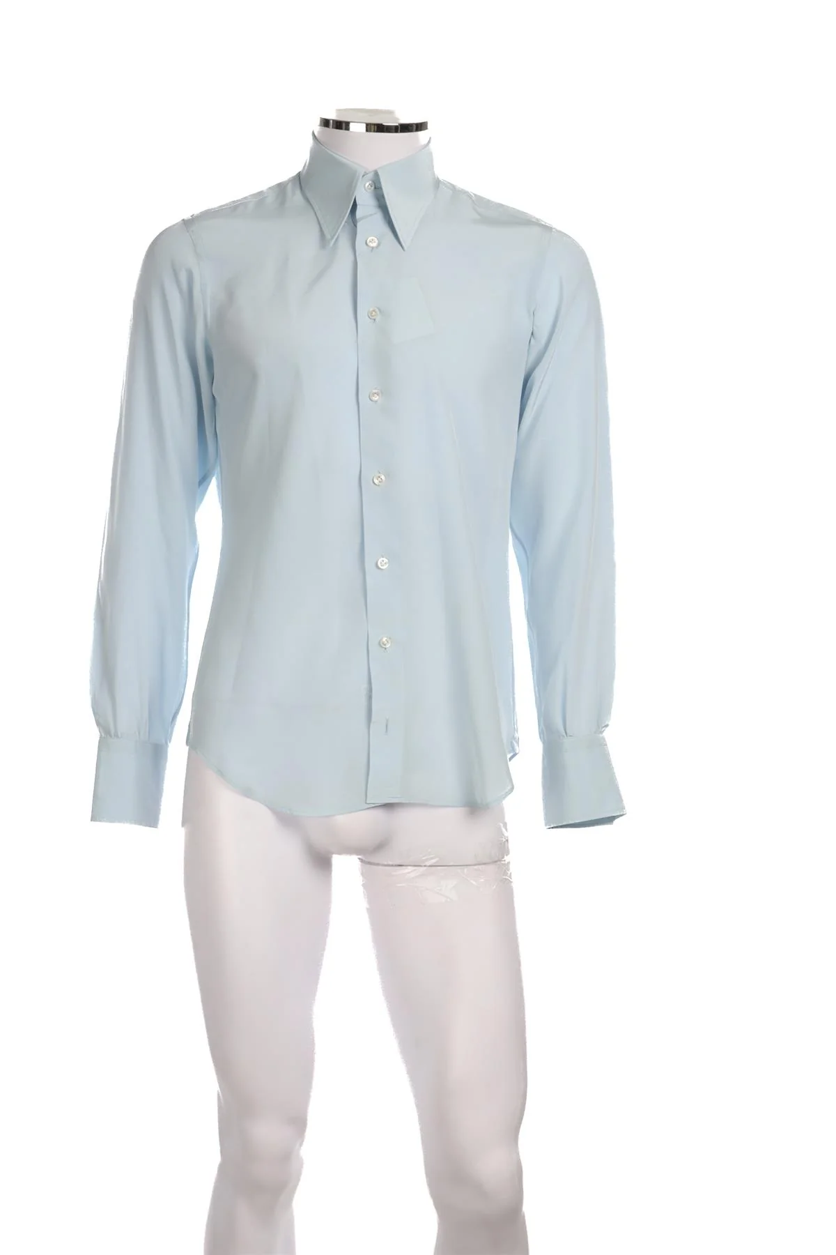 EDWARD SEXTON BLUE MENS SILK SHIRT MEDIUM - Image 2