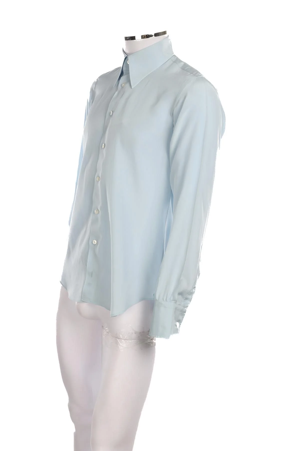 EDWARD SEXTON BLUE MENS SILK SHIRT MEDIUM - Image 3