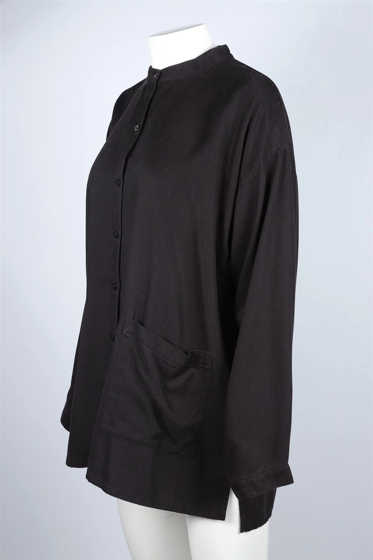 EILEEN FISHER BLACK WOVEN SHIRT MEDIUM - Image 3