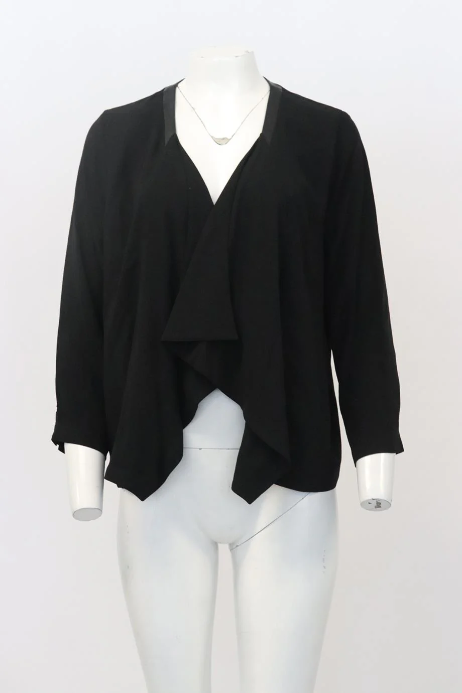 EILEEN FISHER LEATHER AND SILK CARDIGAN LARGE - Image 2
