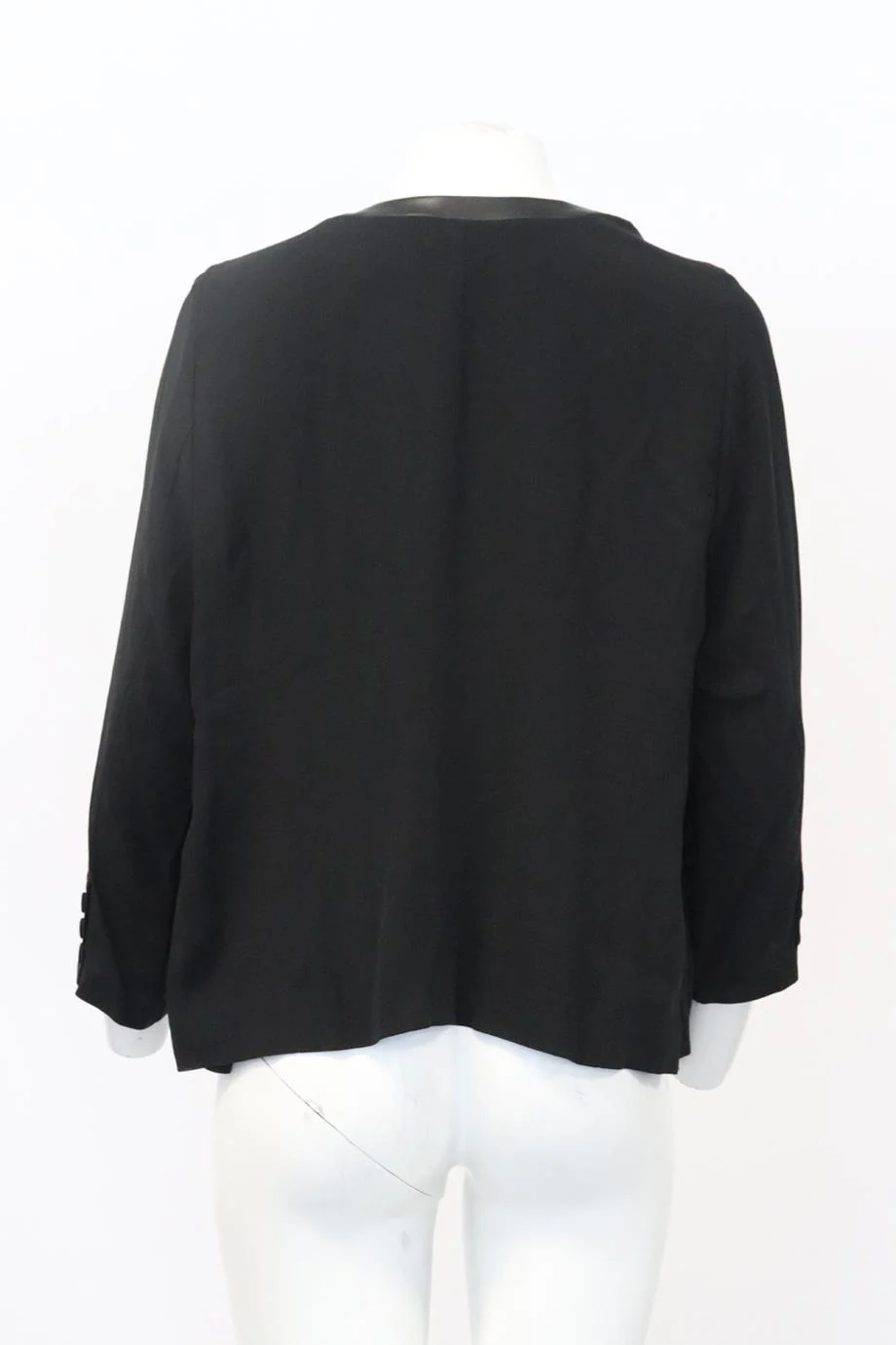 EILEEN FISHER LEATHER AND SILK CARDIGAN LARGE - Image 4
