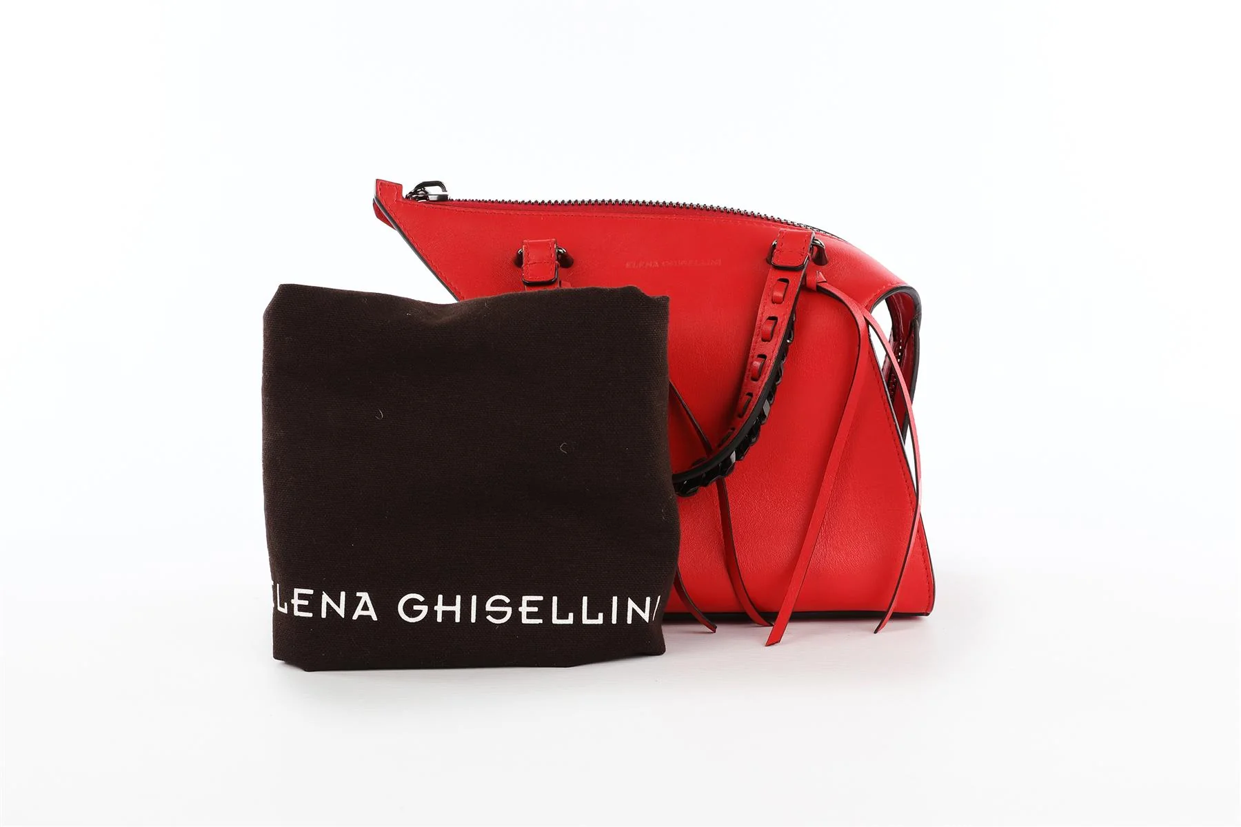 ELENA GHISELLINI RED LEATHER TOTE BAG - Image 11