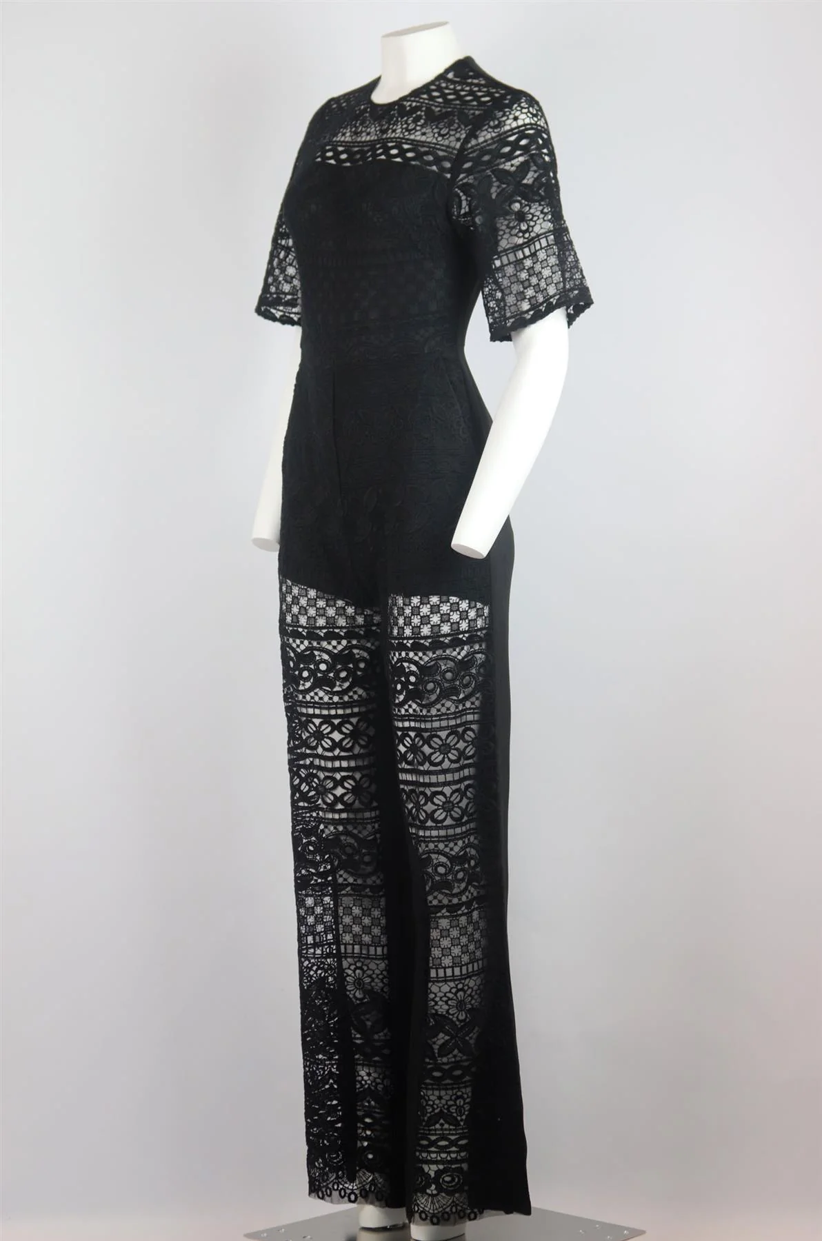 ELIE SAAB EMBROIDERED MESH AND CREPE JUMPSUIT IT 38 UK 6 - Image 3