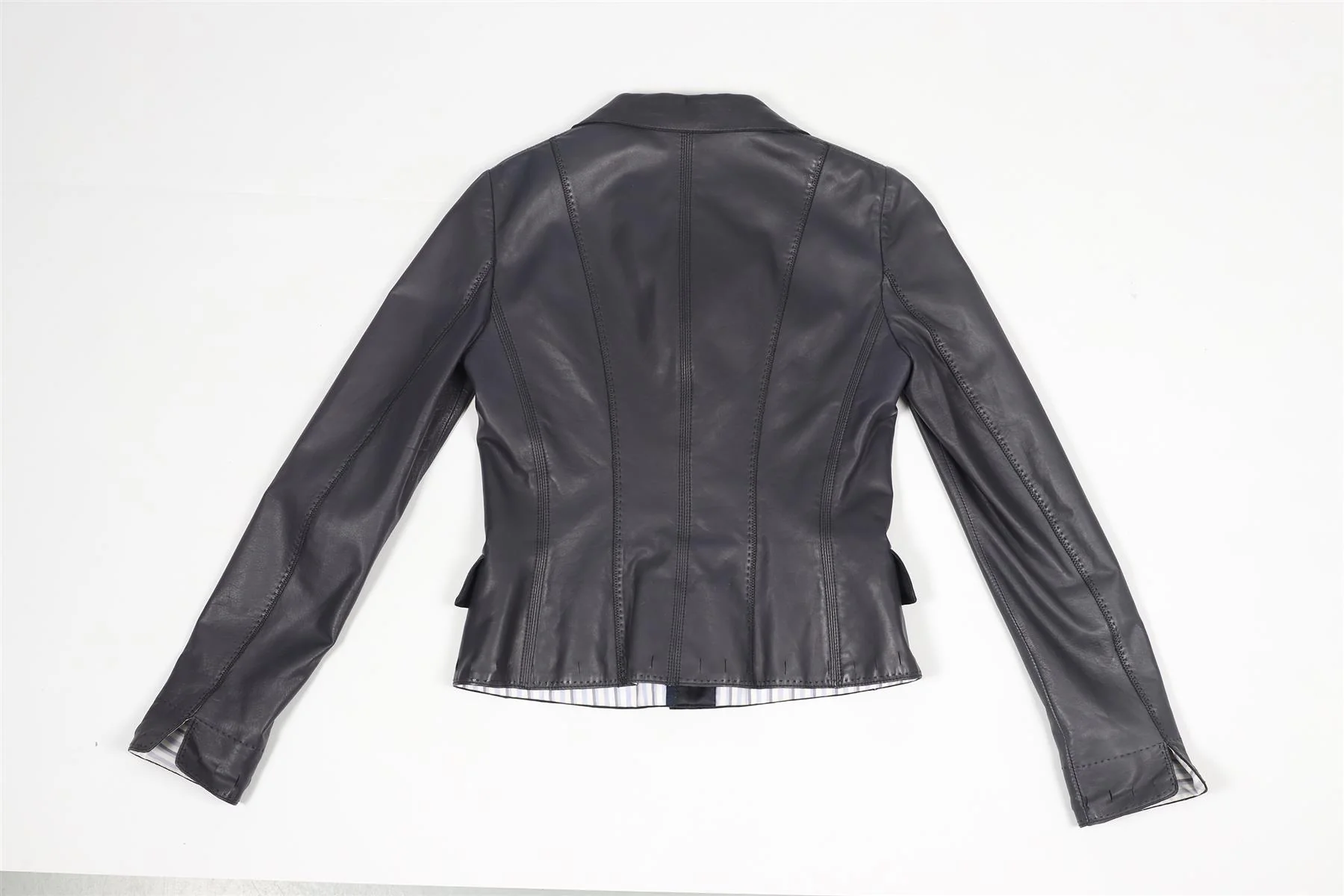 ELIE TAHARI NAVY LEATHER JACKET XSMALL - Image 4