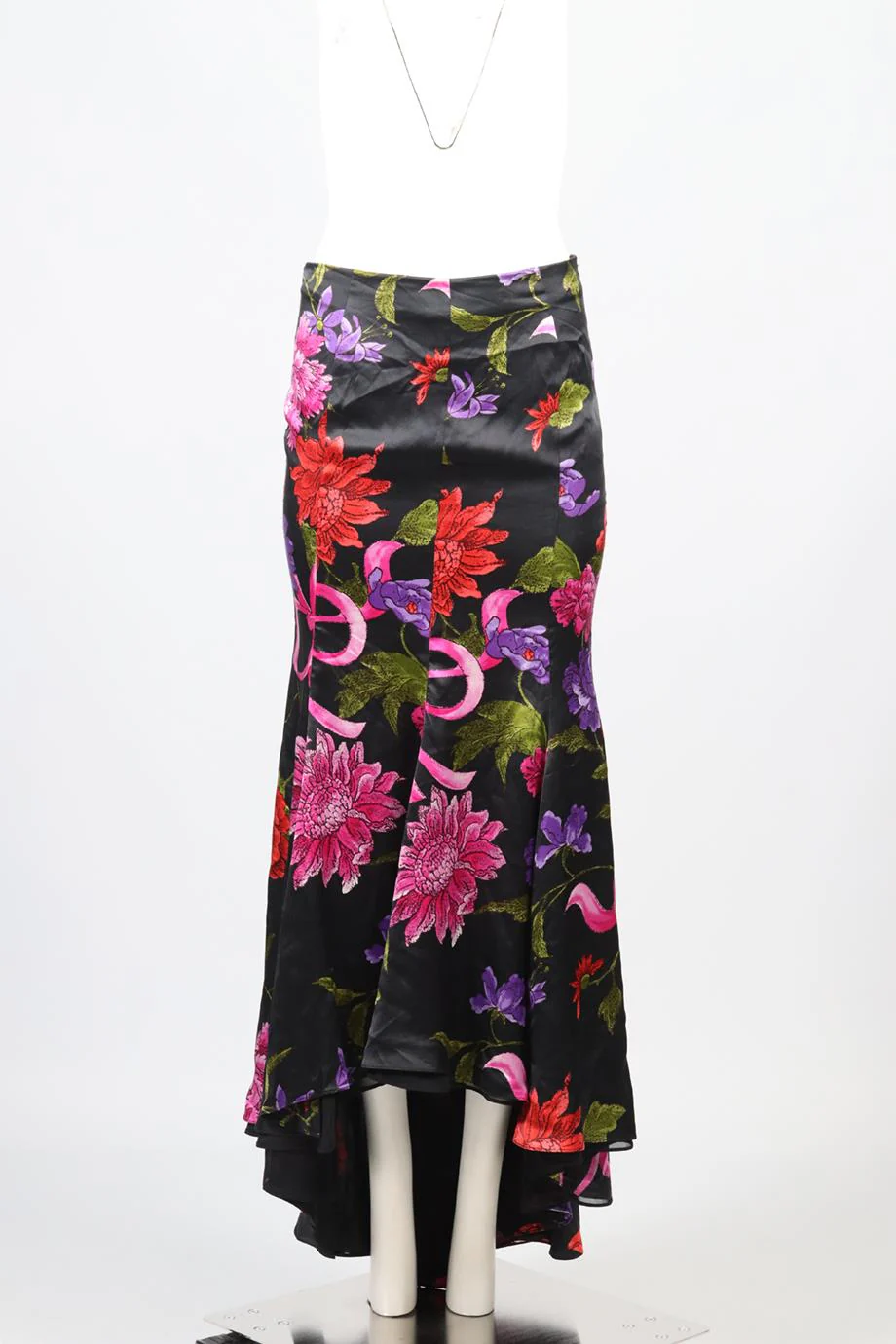EMANUEL UNGARO FLORAL PRINT SATIN MAXI SKIRT FR 36 UK 8 - Image 2