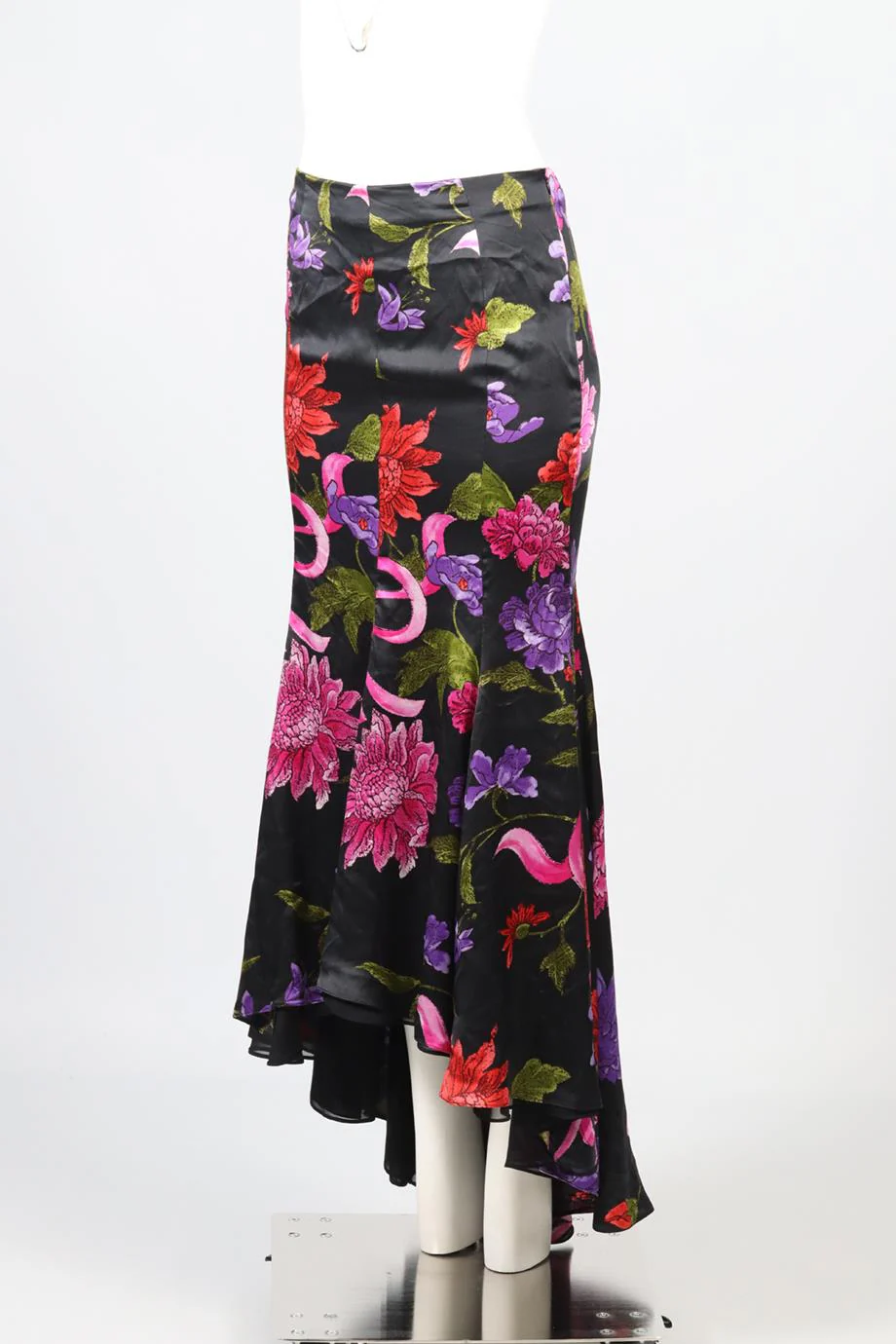 EMANUEL UNGARO FLORAL PRINT SATIN MAXI SKIRT FR 36 UK 8 - Image 3