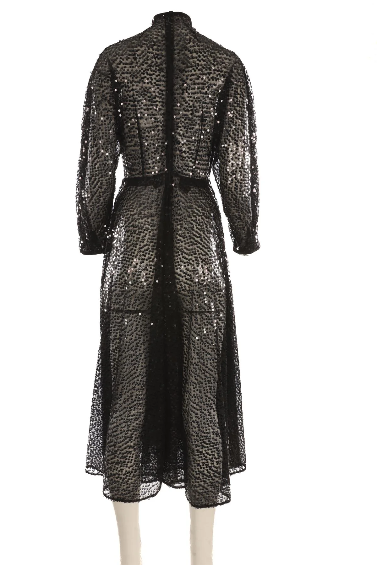EMILIA WICKSTEAD BLACK SEQUIN MAXI DRESS UK 10 - Image 4