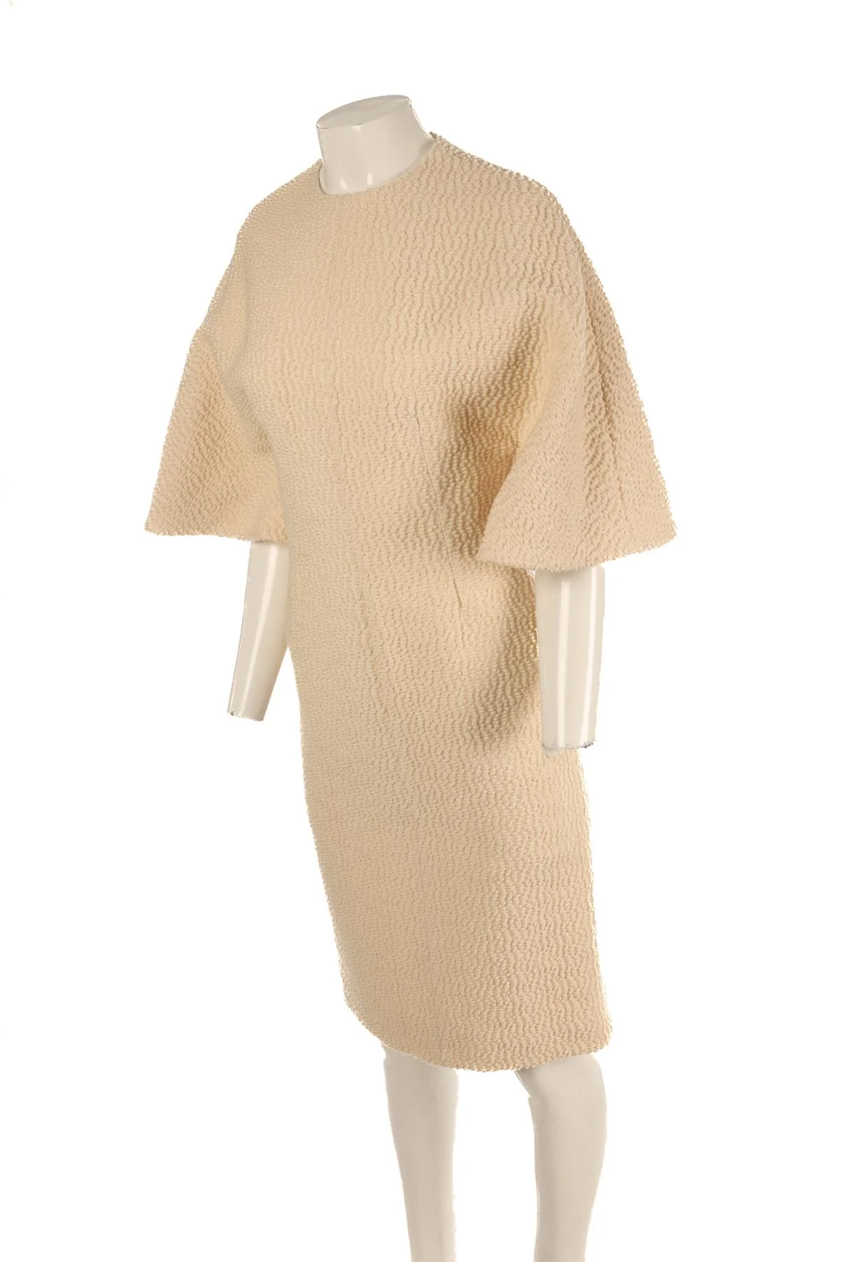 EMILIA WICKSTEAD CREAM WOOL MIDI DRESS UK 10 - Image 3