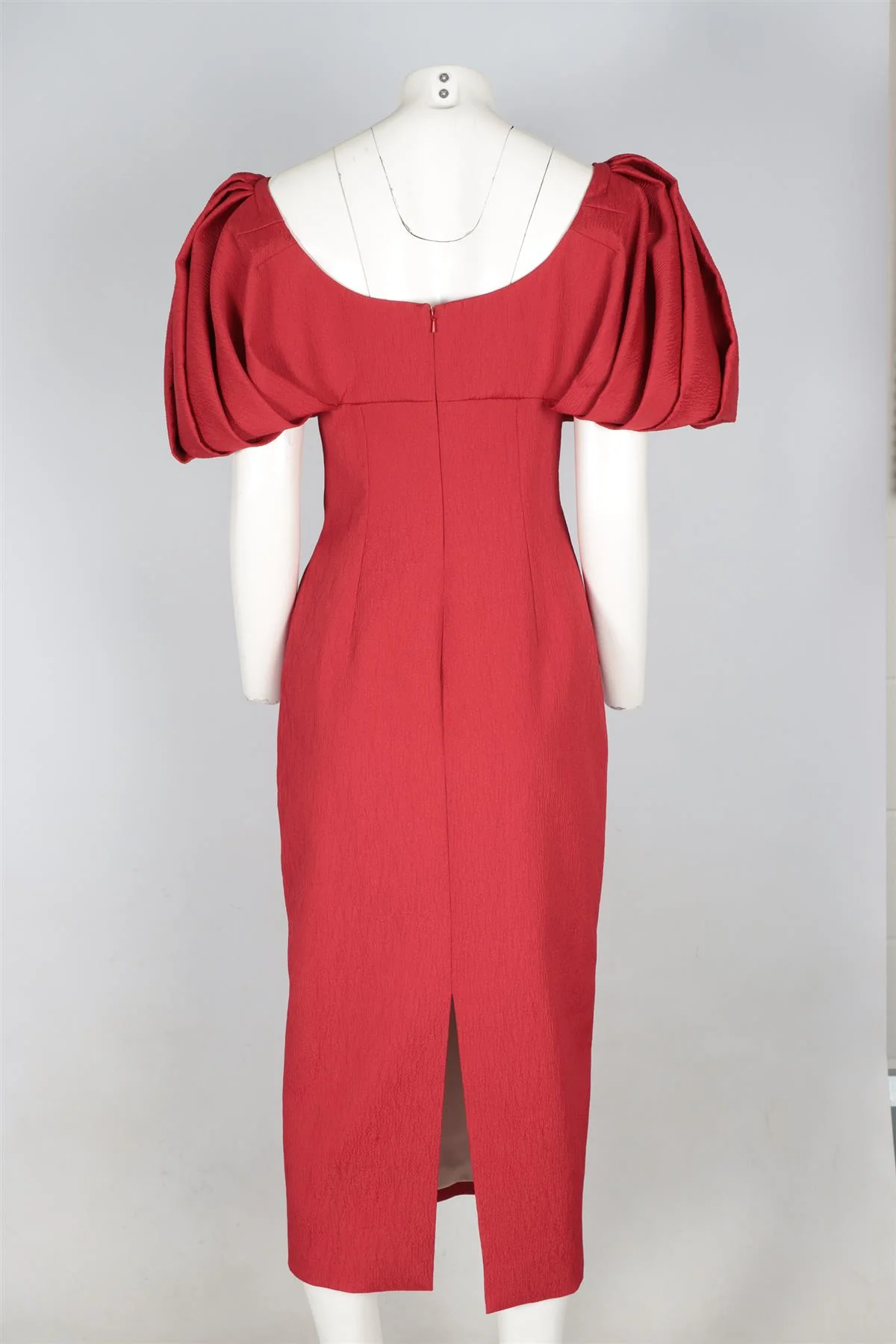 EMILIA WICKSTEAD RED SATIN MIDI DRESS UK 12 - Image 4