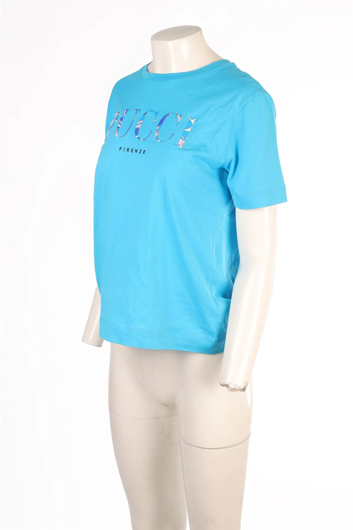 EMILIO PUCCI BLUE COTTON T-SHIRT MEDIUM - Image 3