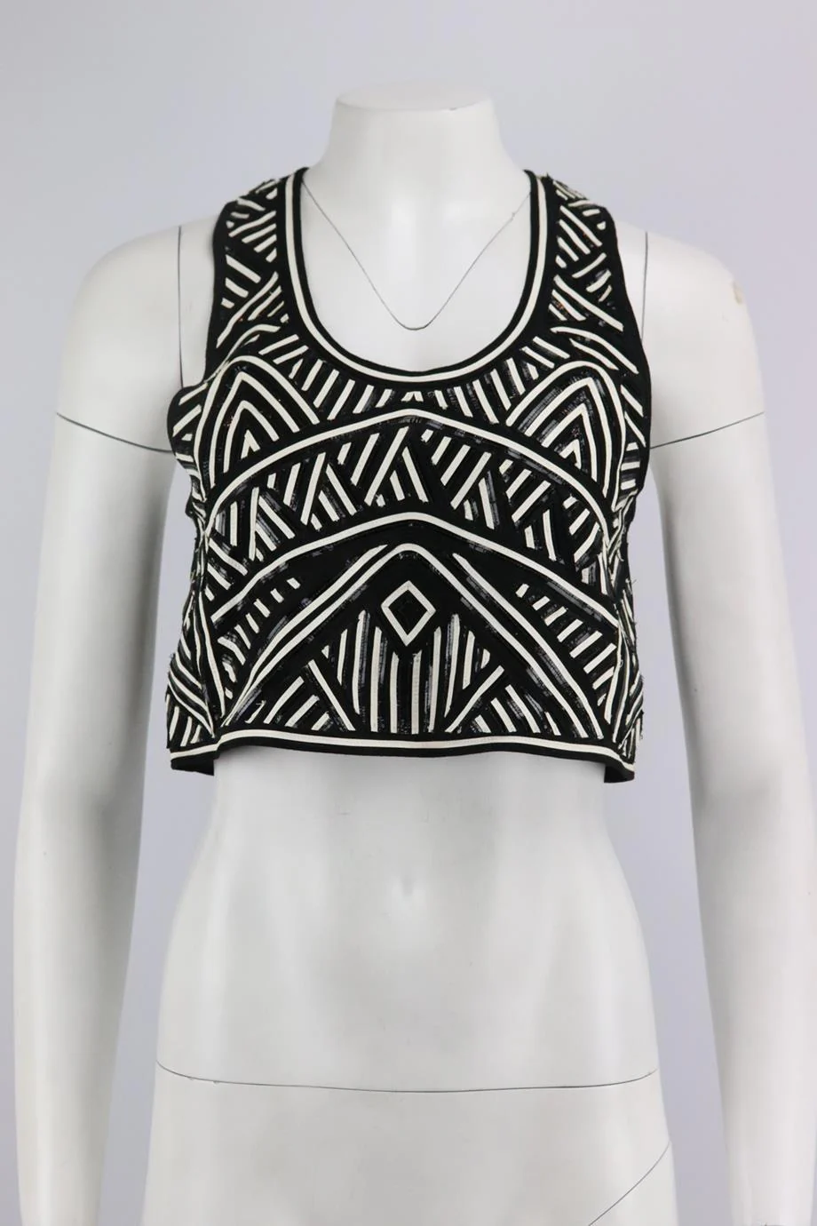 EMILIO PUCCI CROPPED PATENT LEATHER AND SILK BLEND TOP IT 40 UK 8 - Image 2