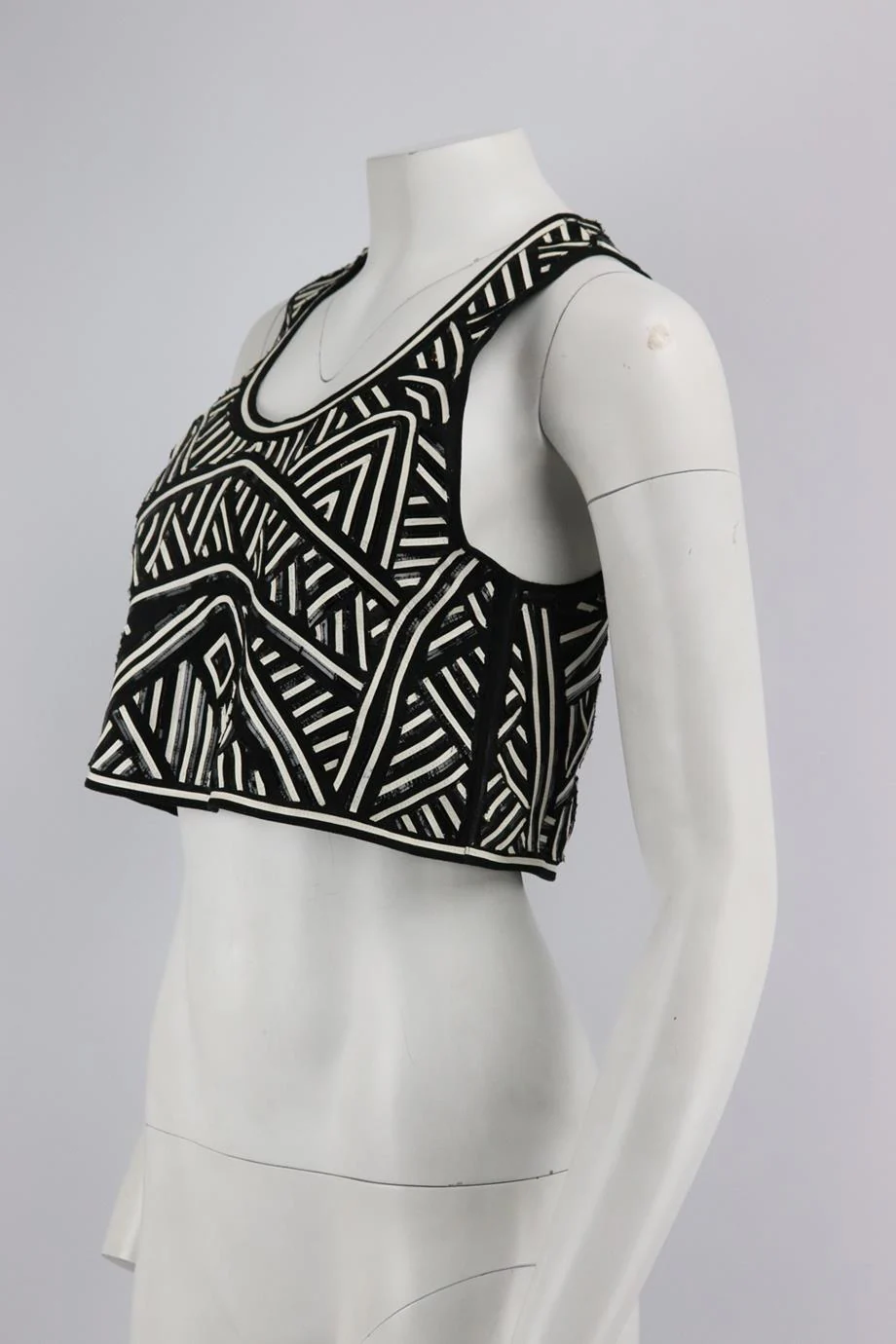 EMILIO PUCCI CROPPED PATENT LEATHER AND SILK BLEND TOP IT 40 UK 8 - Image 3