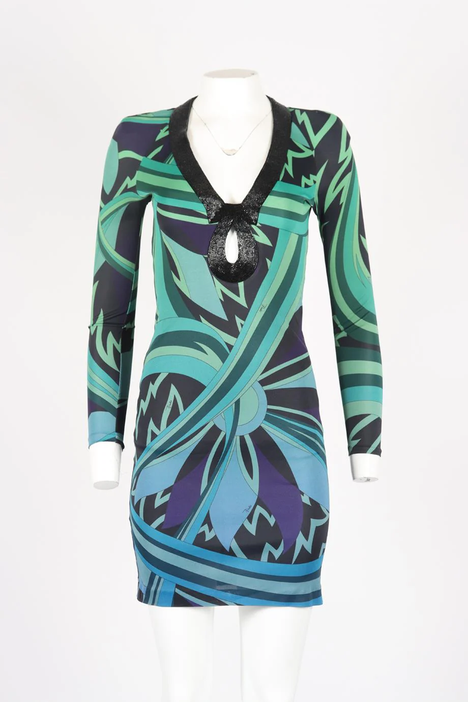 EMILIO PUCCI EMBELLISHED PRINTED STRETCH JERSEY DRESS IT 38 UK 6 - Image 2