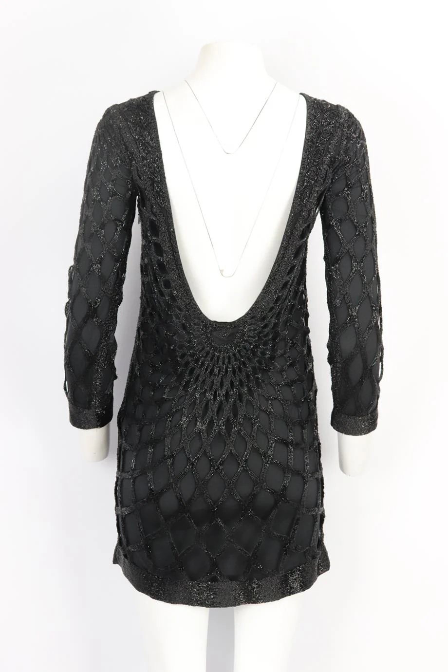 EMILIO PUCCI OPEN BACK BEAD EMBELLISHED SILK MINI DRESS IT 40 UK 8 - Image 4