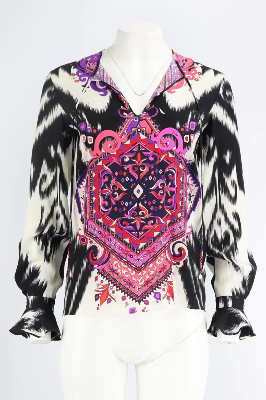 EMILIO PUCCI PRINTED SILK TOP IT 38 UK 6 - Image 2