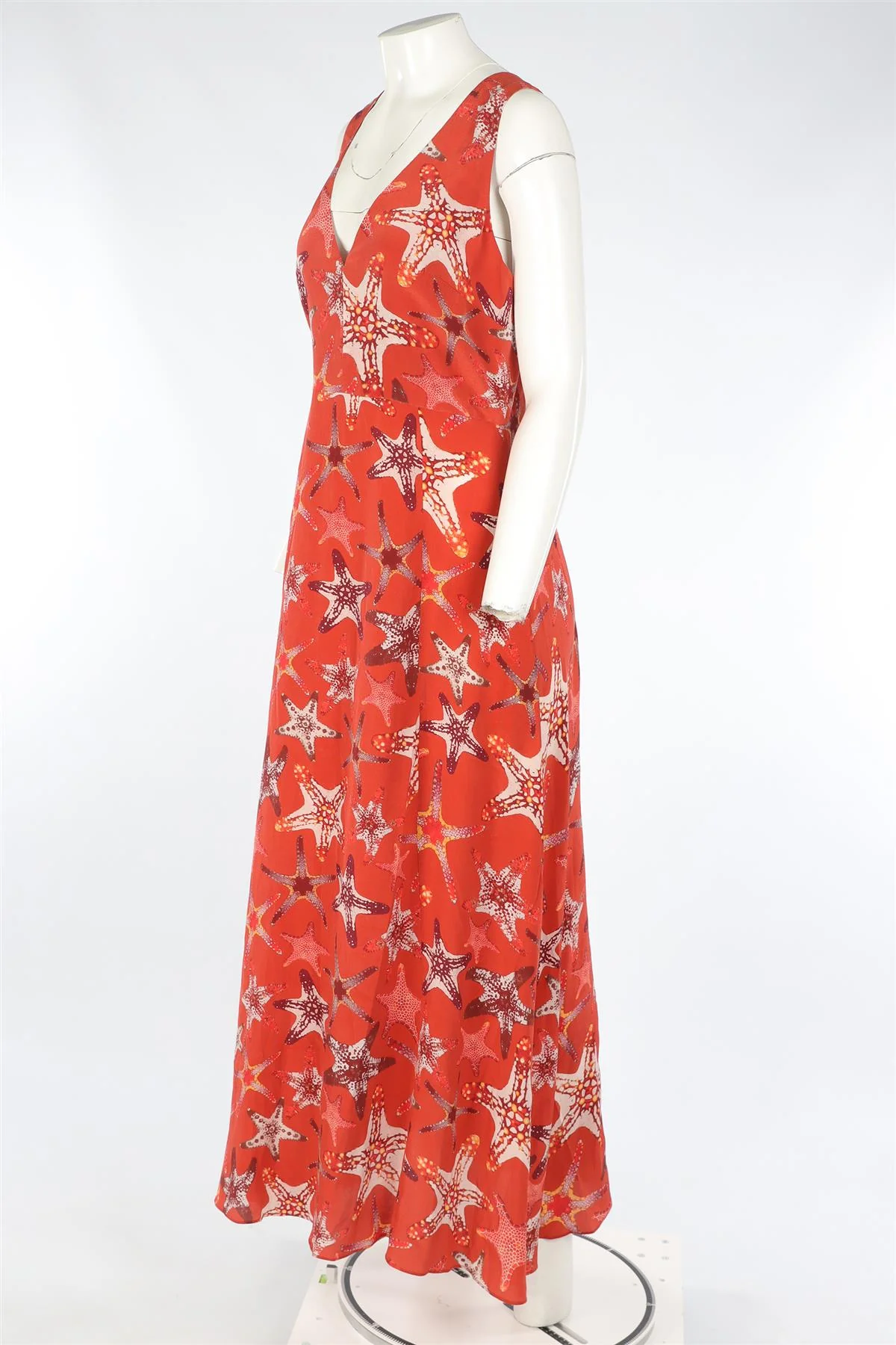 EMPORIO SIRENUSE RED SILK MAXI DRESS IT 42 UK 10 - Image 3