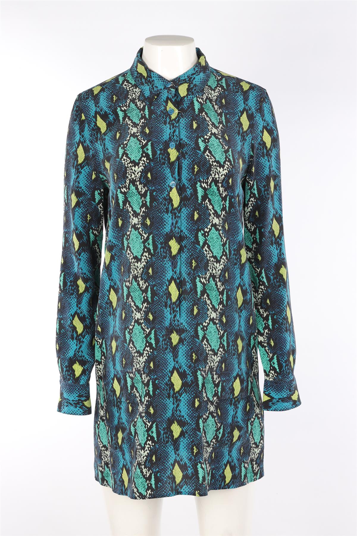 EQUIPMENT BLUE SILK MULTI MINI DRESS MEDIUM - Image 2