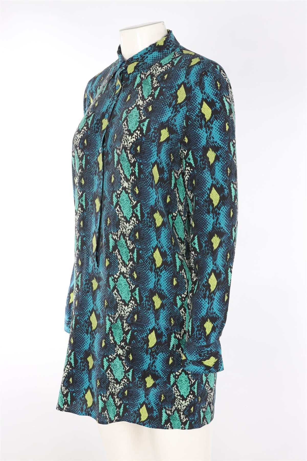 EQUIPMENT BLUE SILK MULTI MINI DRESS MEDIUM - Image 3