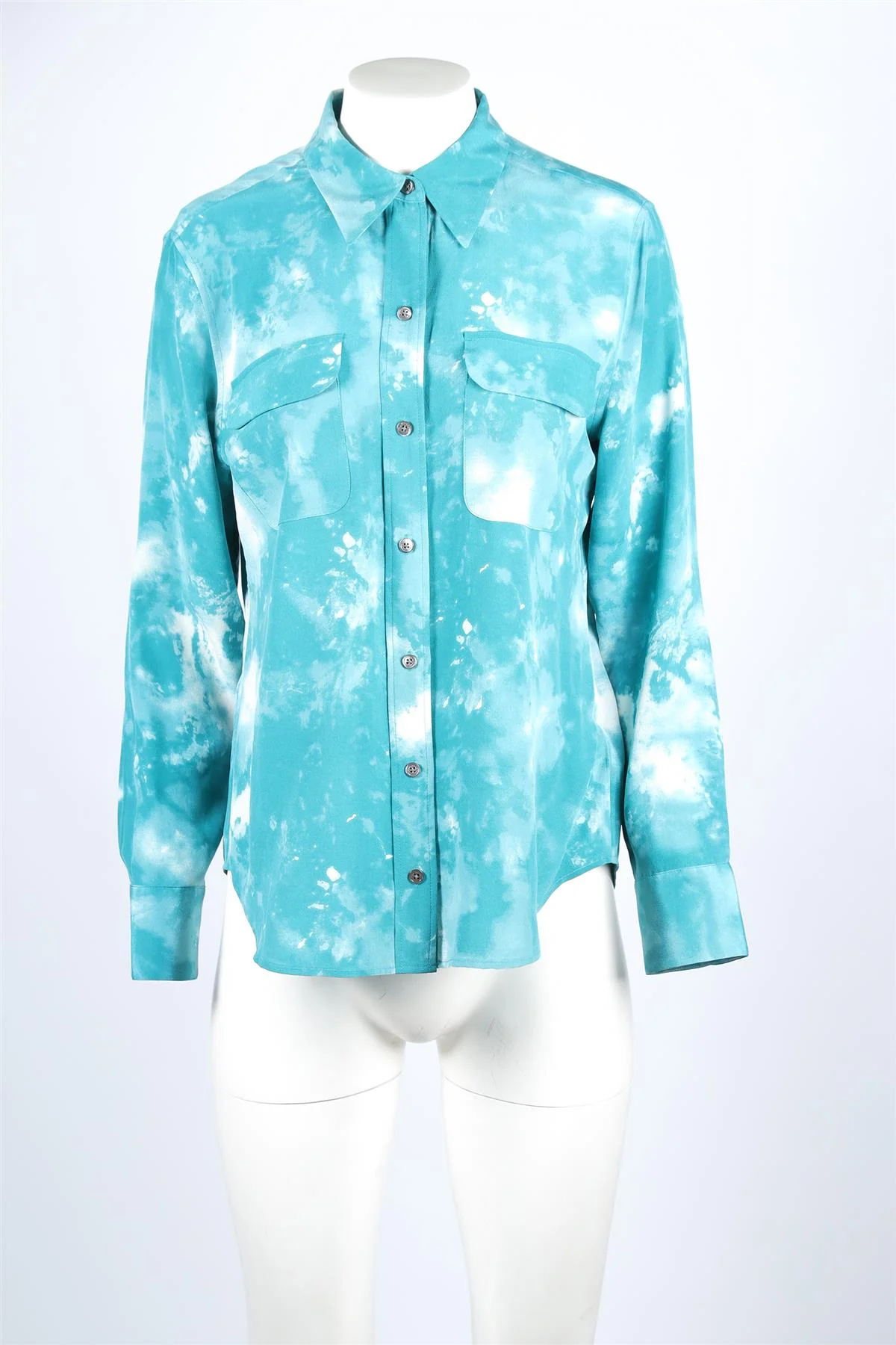 Equipment Blue Silk Shirt LARGE - Image 2