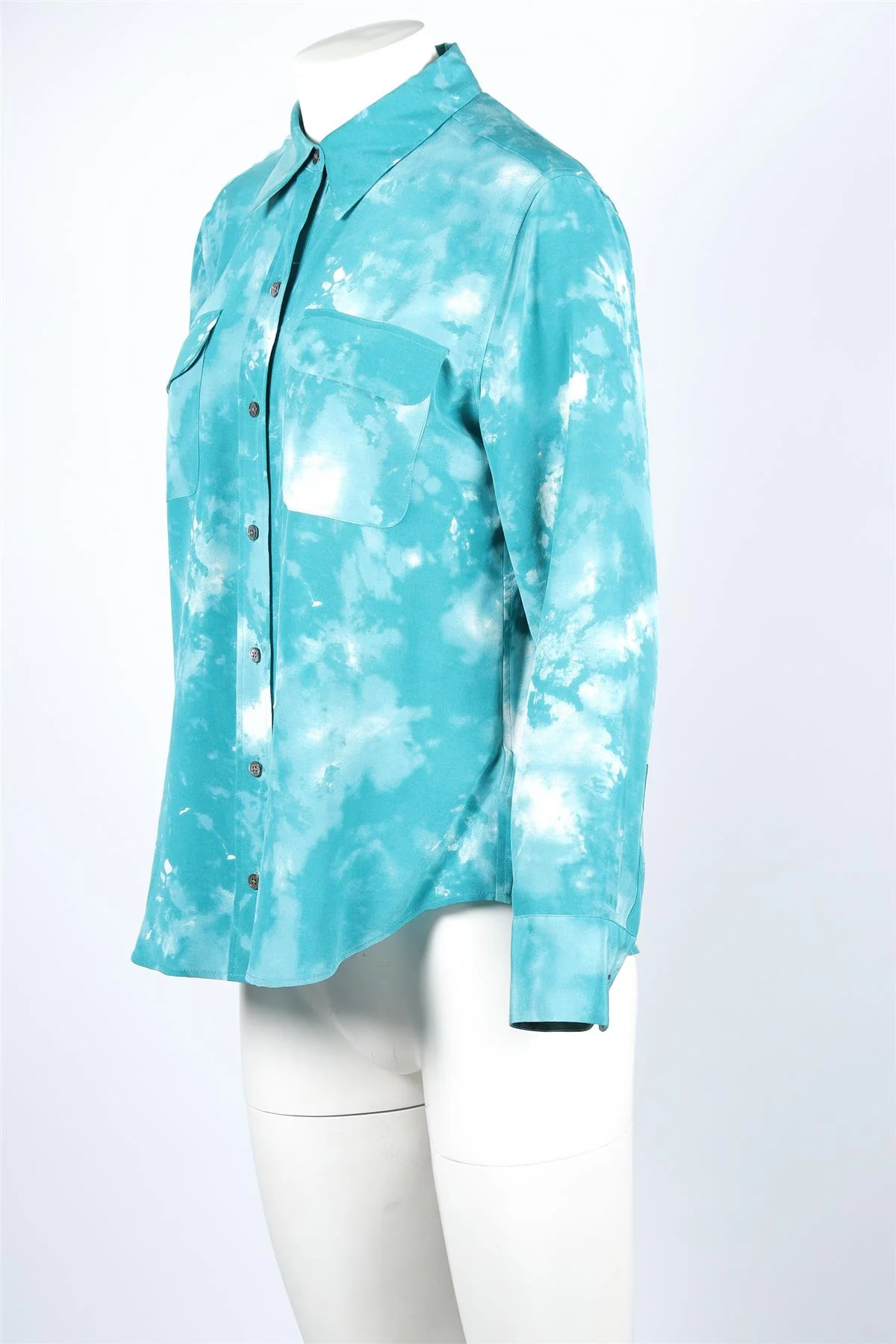 Equipment Blue Silk Shirt LARGE - Image 3