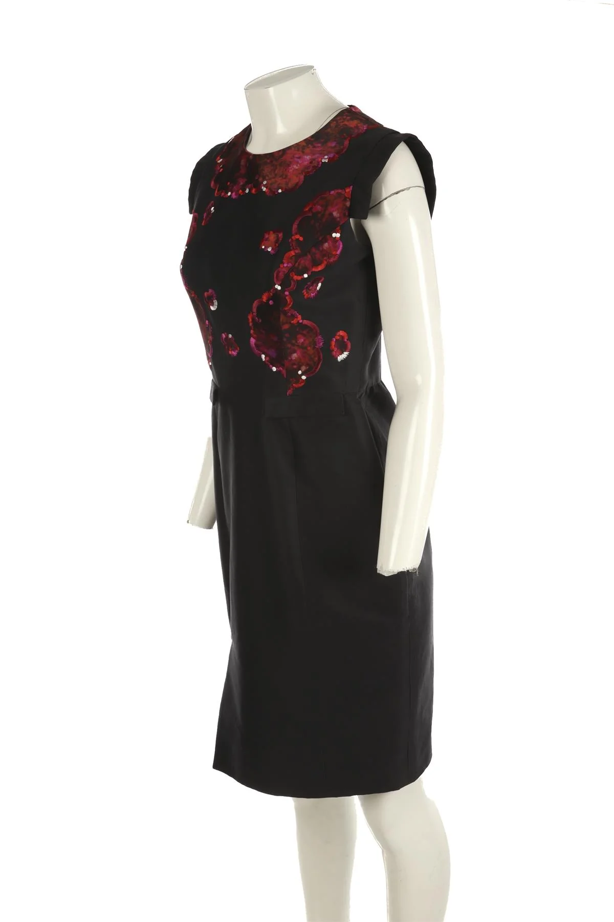 ERDEM BLACK COTTON MIDI DRESS UK 12 - Image 3