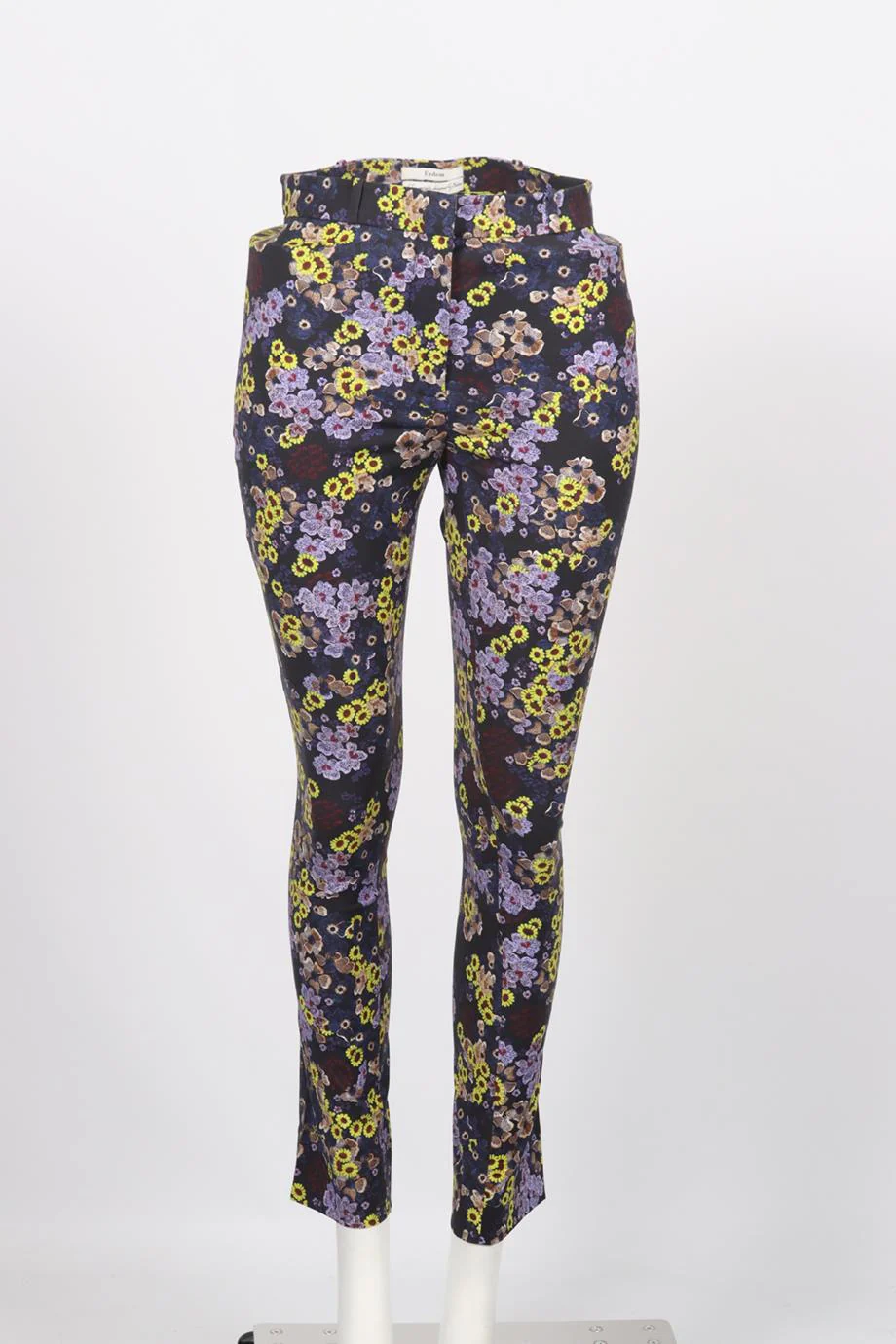 ERDEM FLORAL PRINT COTTON BLEND SKINNY PANTS UK 8 - Image 2