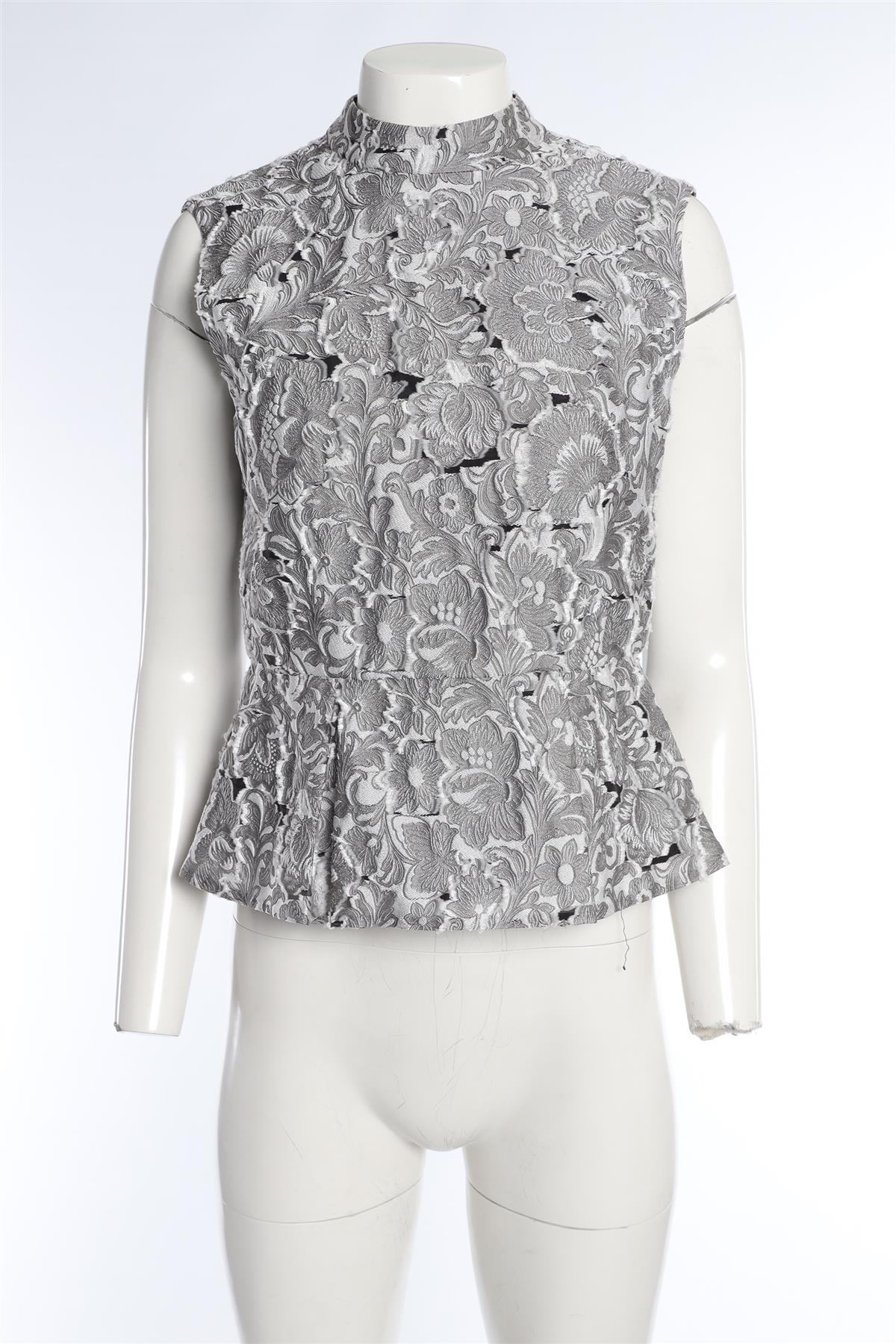 ERDEM GREY JACQUARD TOP UK 12 - Image 2