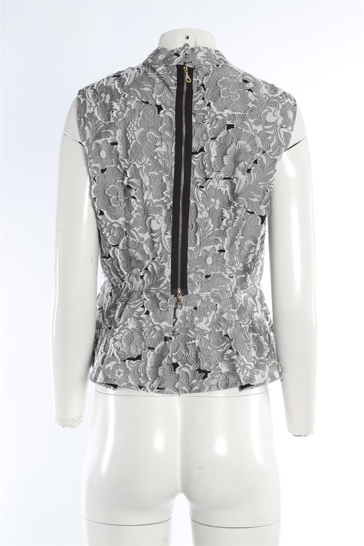 ERDEM GREY JACQUARD TOP UK 12 - Image 4