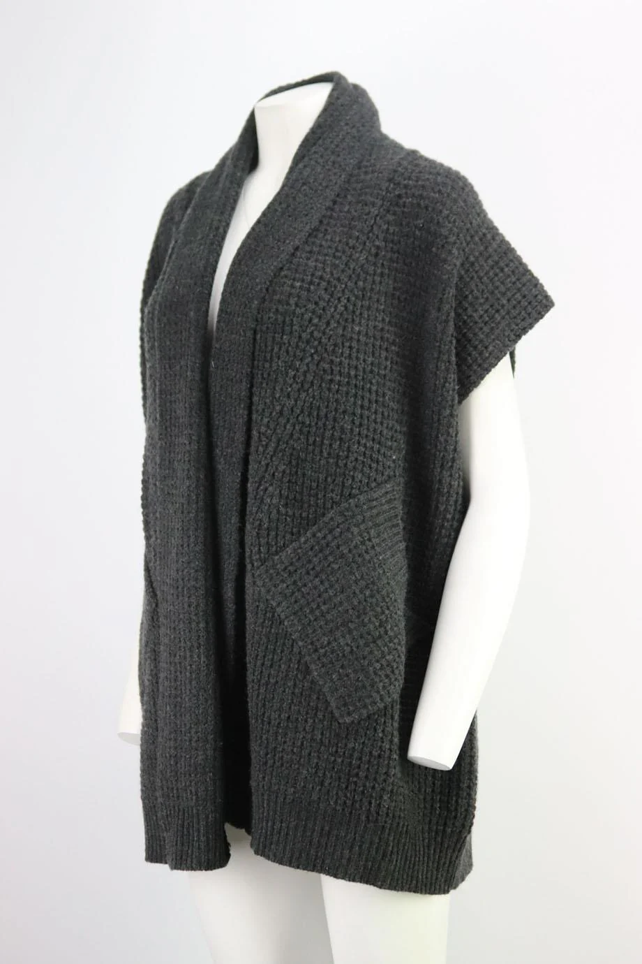 ERES WAFFLE KNIT WOOL AND CASHMERE BLEND CARDIGAN SMALL/MEDIUM - Image 3