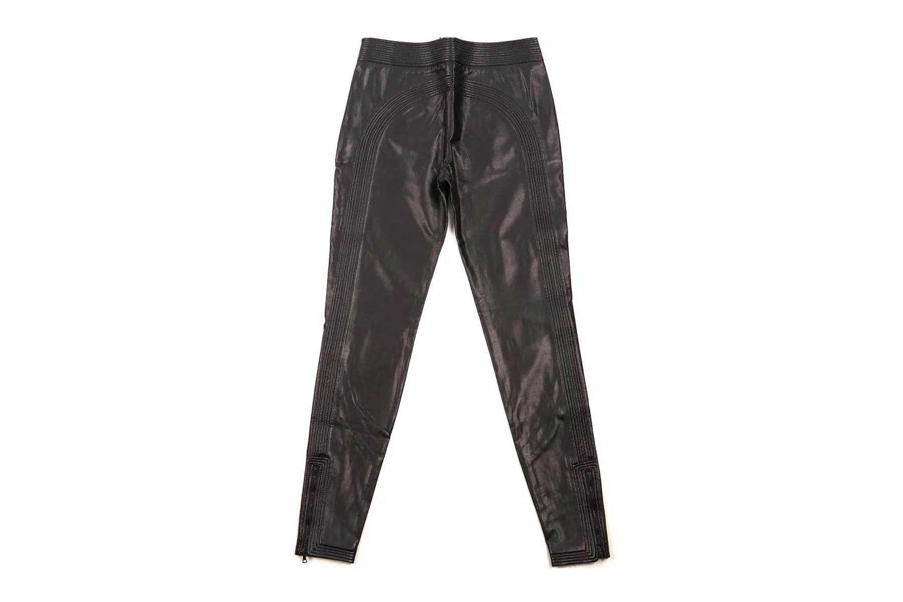 ERMANNO SCERVINO BLACK FAUX LEATHER SKINNY PANTS IT 38 UK 6 - Image 4