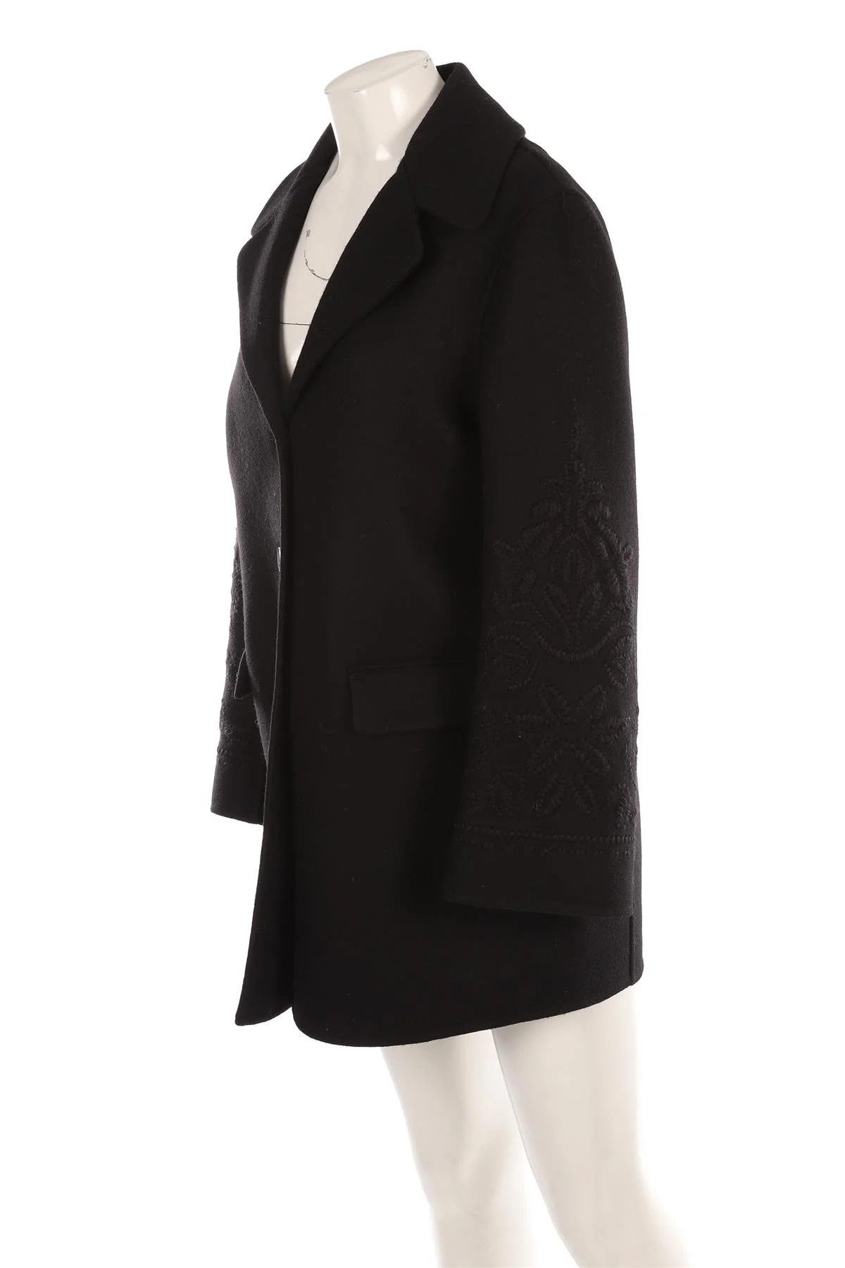ERMANNO SCERVINO BLACK WOOL COAT IT 44 UK 12 - Image 3