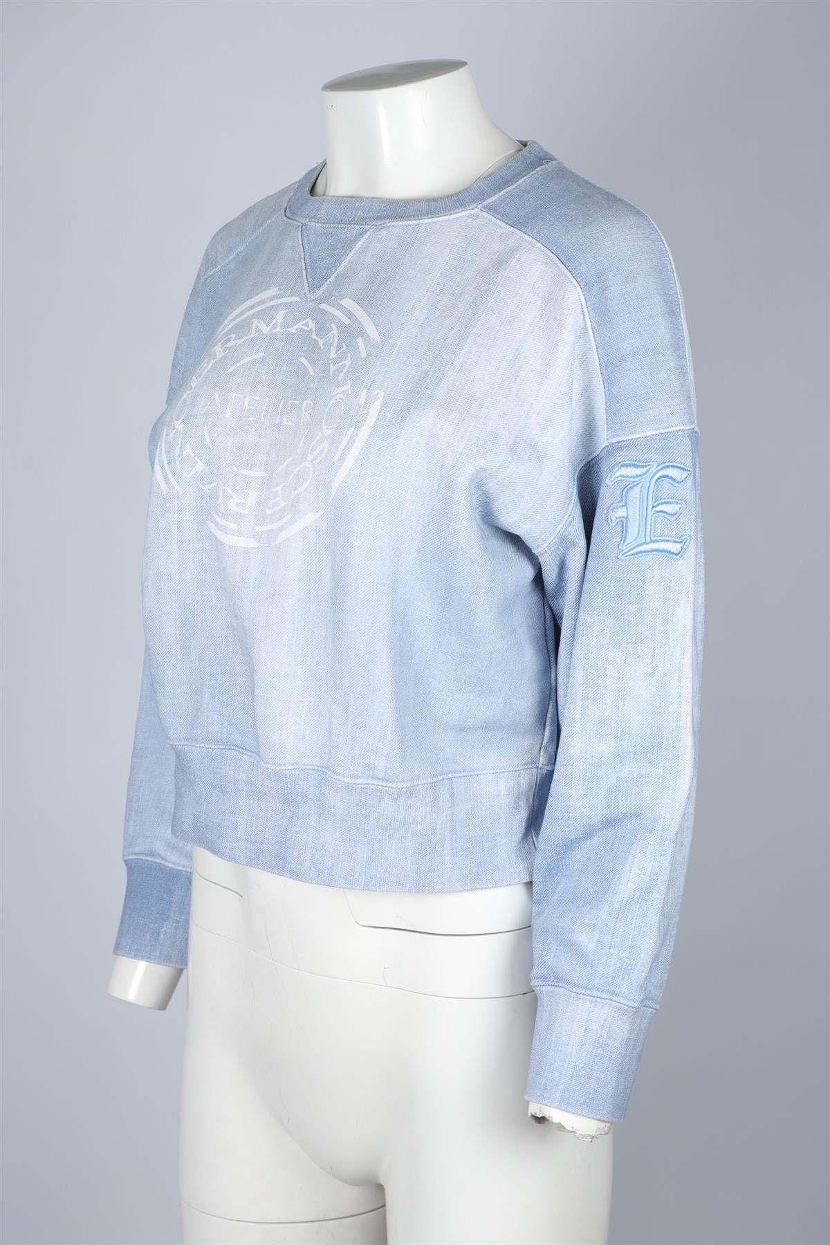 ERMANNO SCERVINO BLUE COTTON SWEATSHIRT SMALL - Image 3